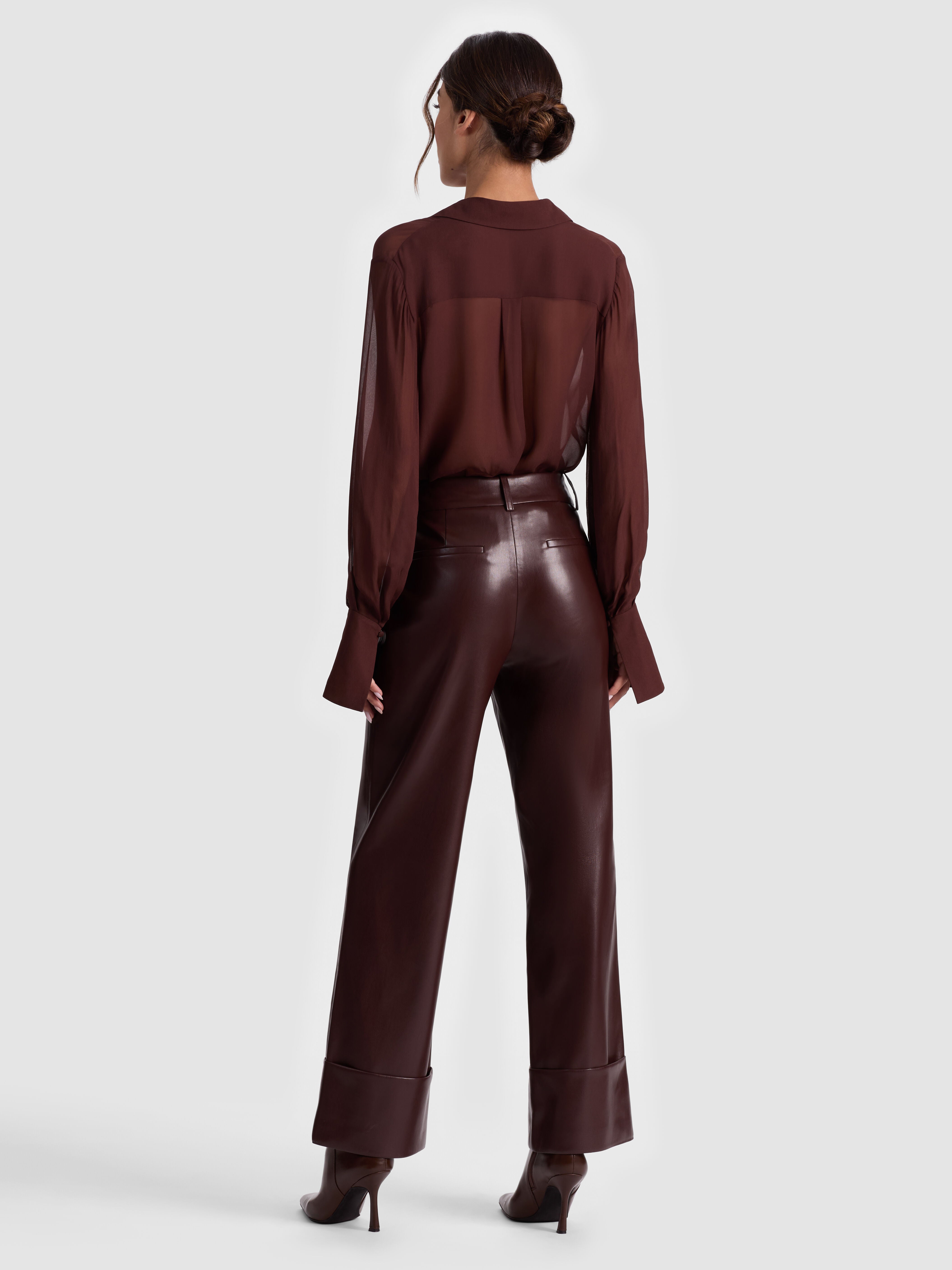 ALEXANDER VEGAN ANKLE PANT in DARK CHOCOLATE | ALICE + OLIVIA