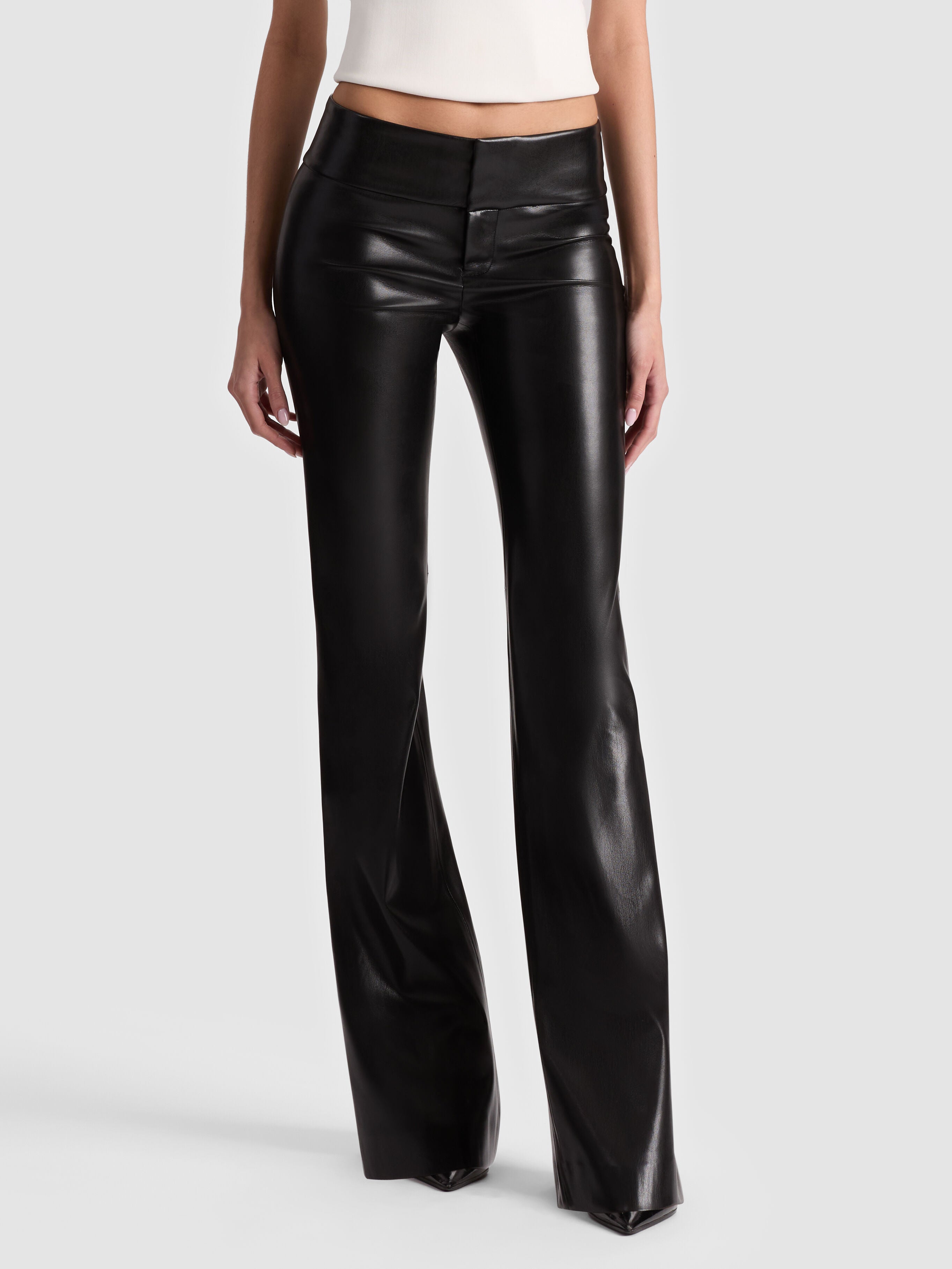 OLIVIA VEGAN BOOTCUT PANT-Black-ALICE + OLIVIA