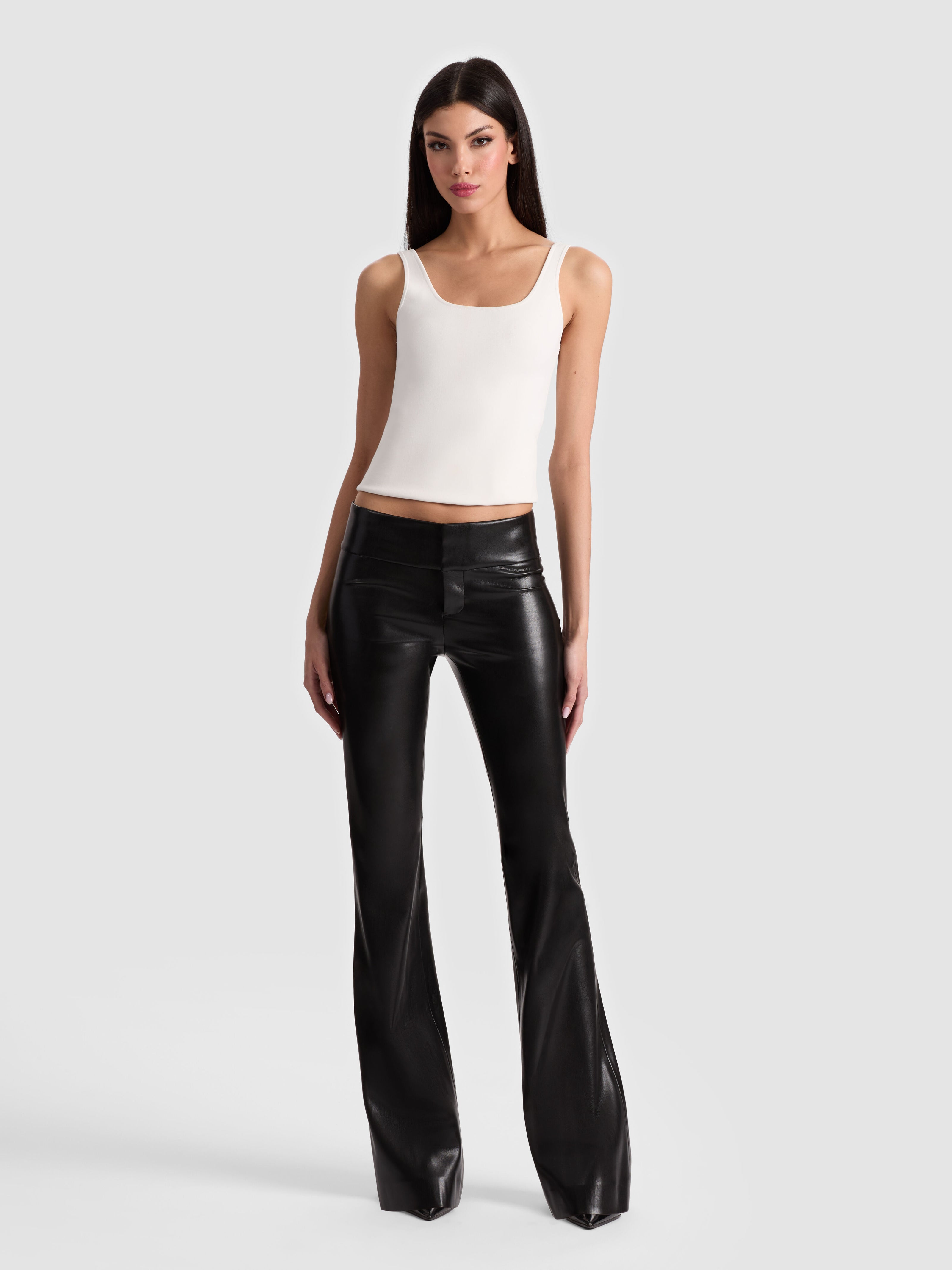 OLIVIA VEGAN BOOTCUT PANT - BLACK