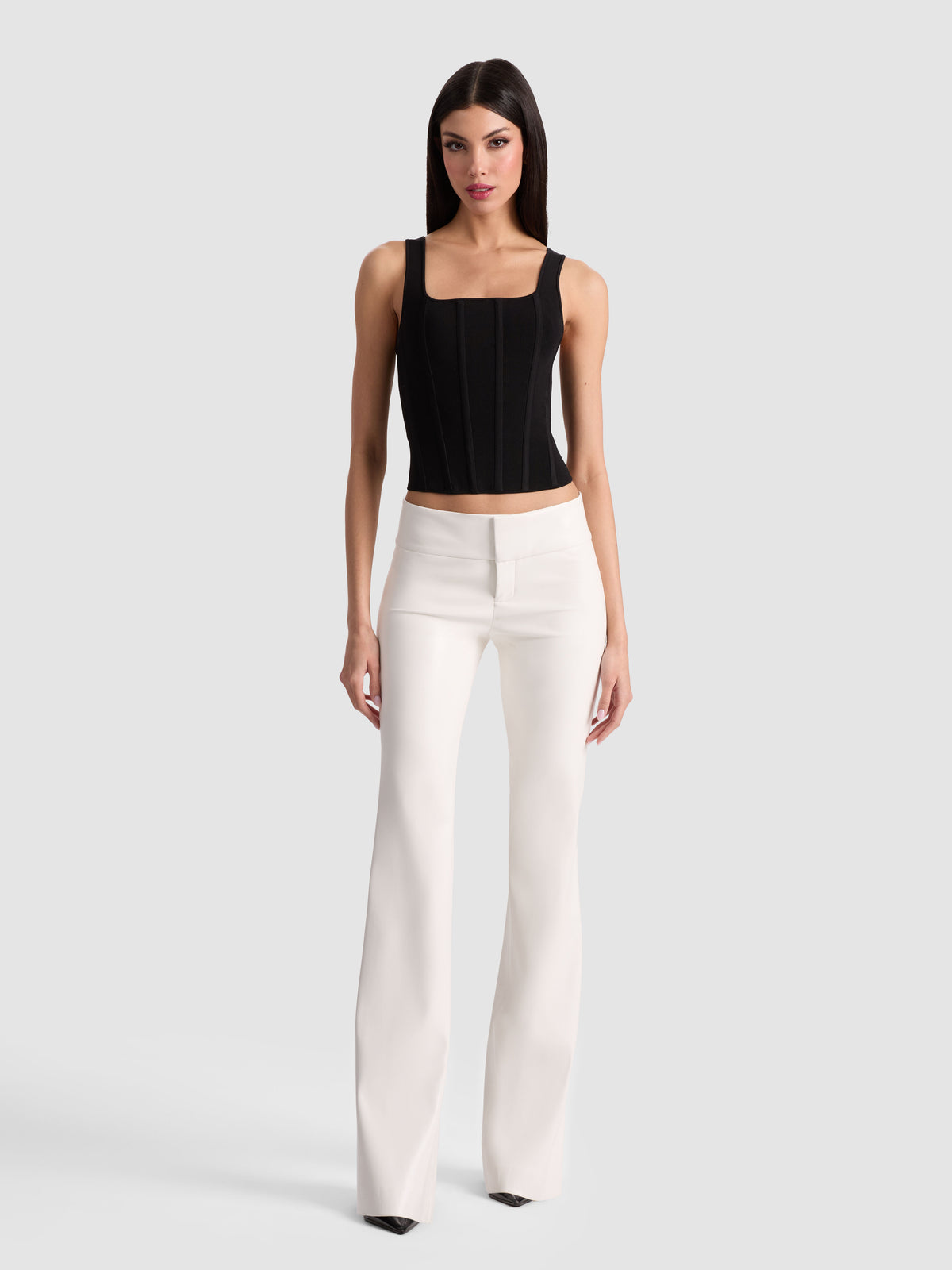 OLIVIA VEGAN BOOTCUT PANT - OFF WHITE