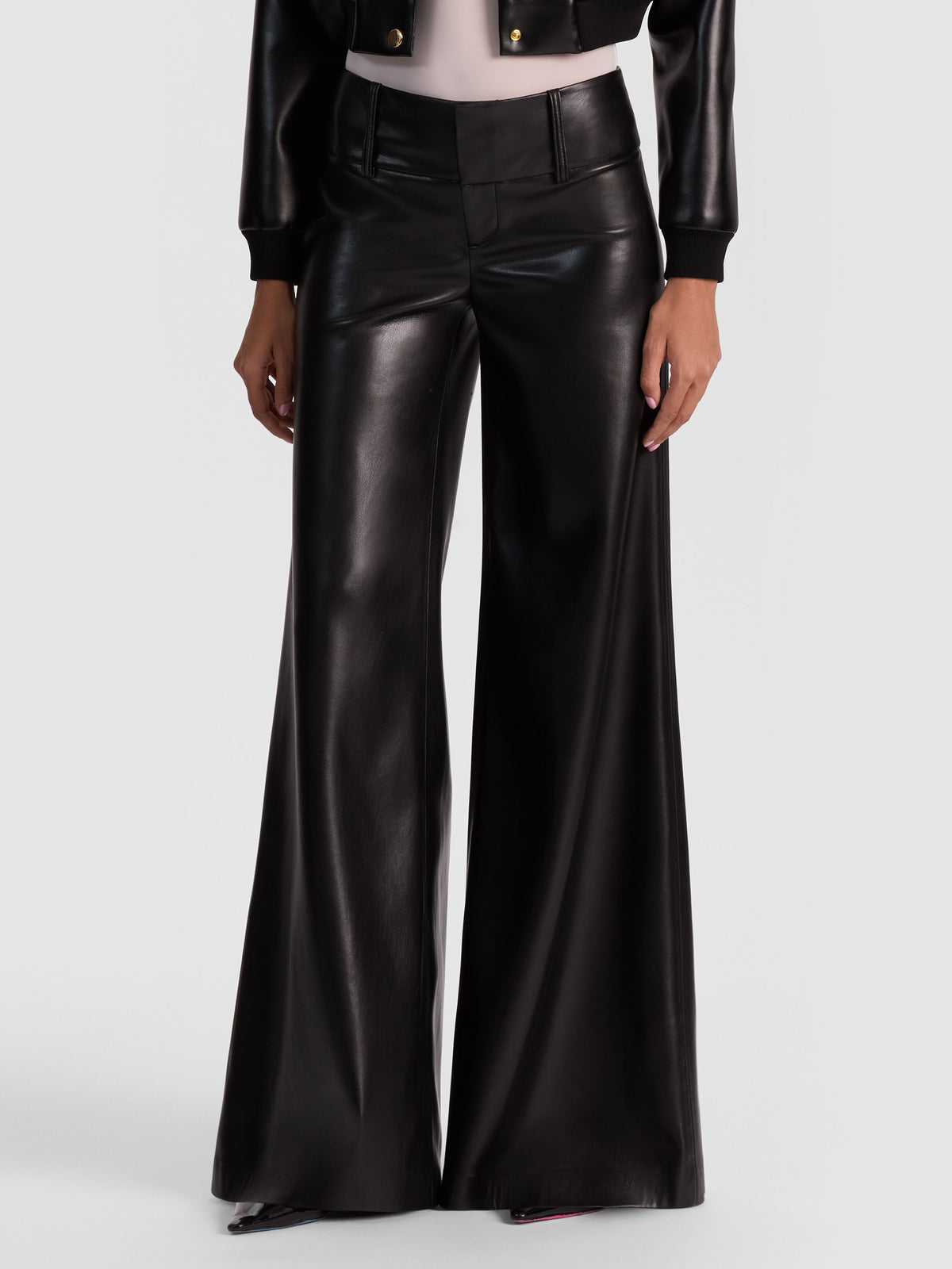 OLIVIA VEGAN WIDE LEG PANT - BLACK