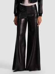 OLIVIA VEGAN WIDE LEG PANT - BLACK