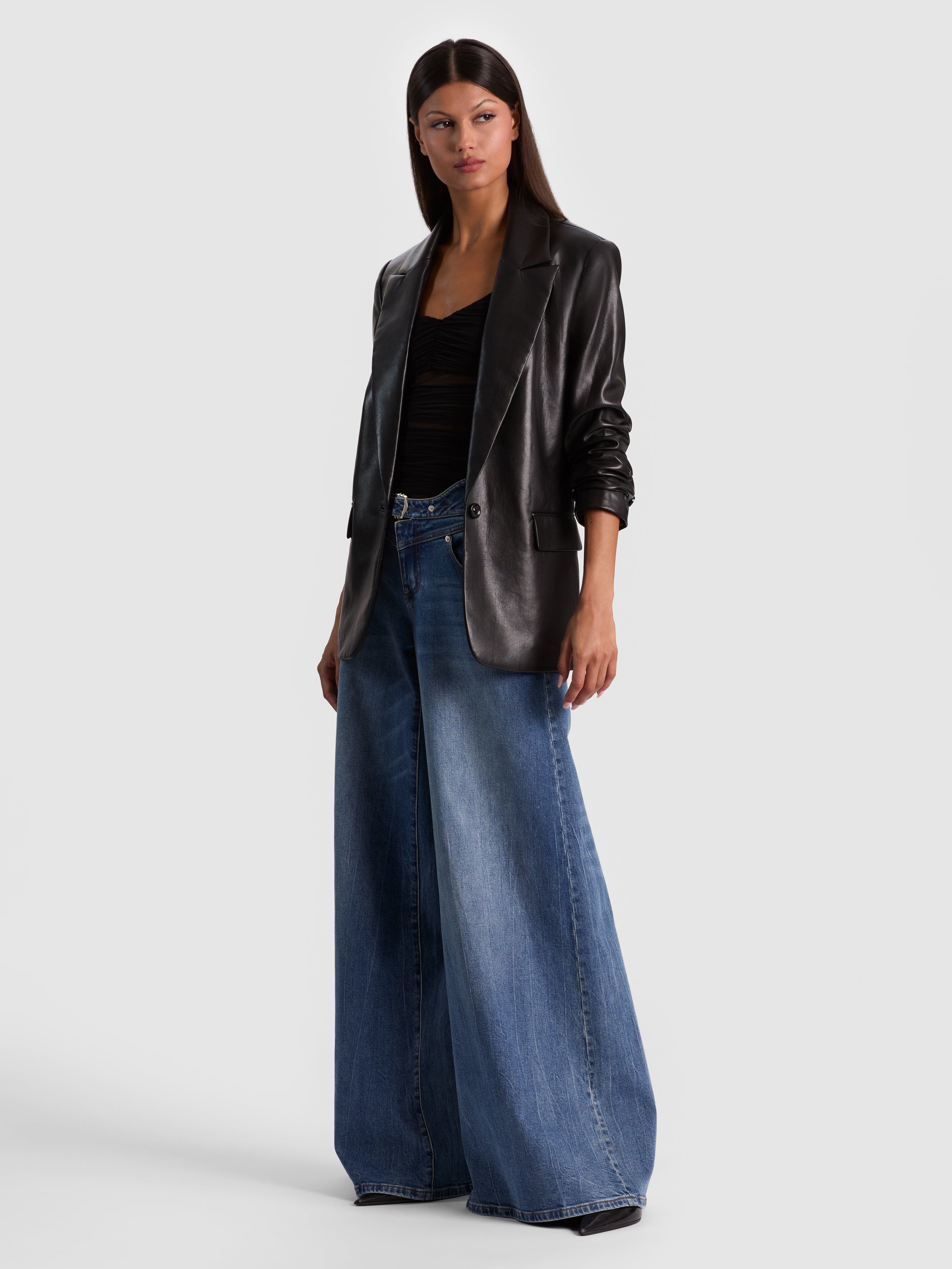 DENNY VEGAN BLAZER-Black-ALICE + OLIVIA