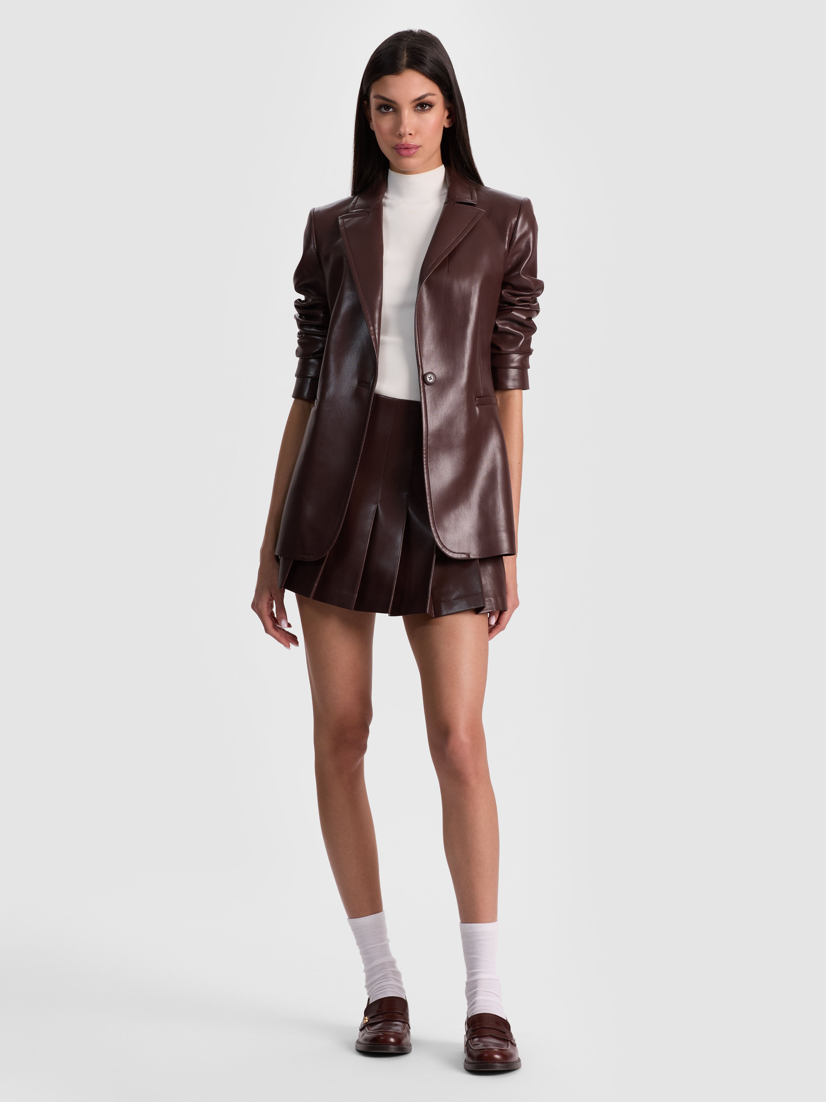 BREANN VEGAN BLAZER-DARK CHOCOLATE-ALICE + OLIVIA