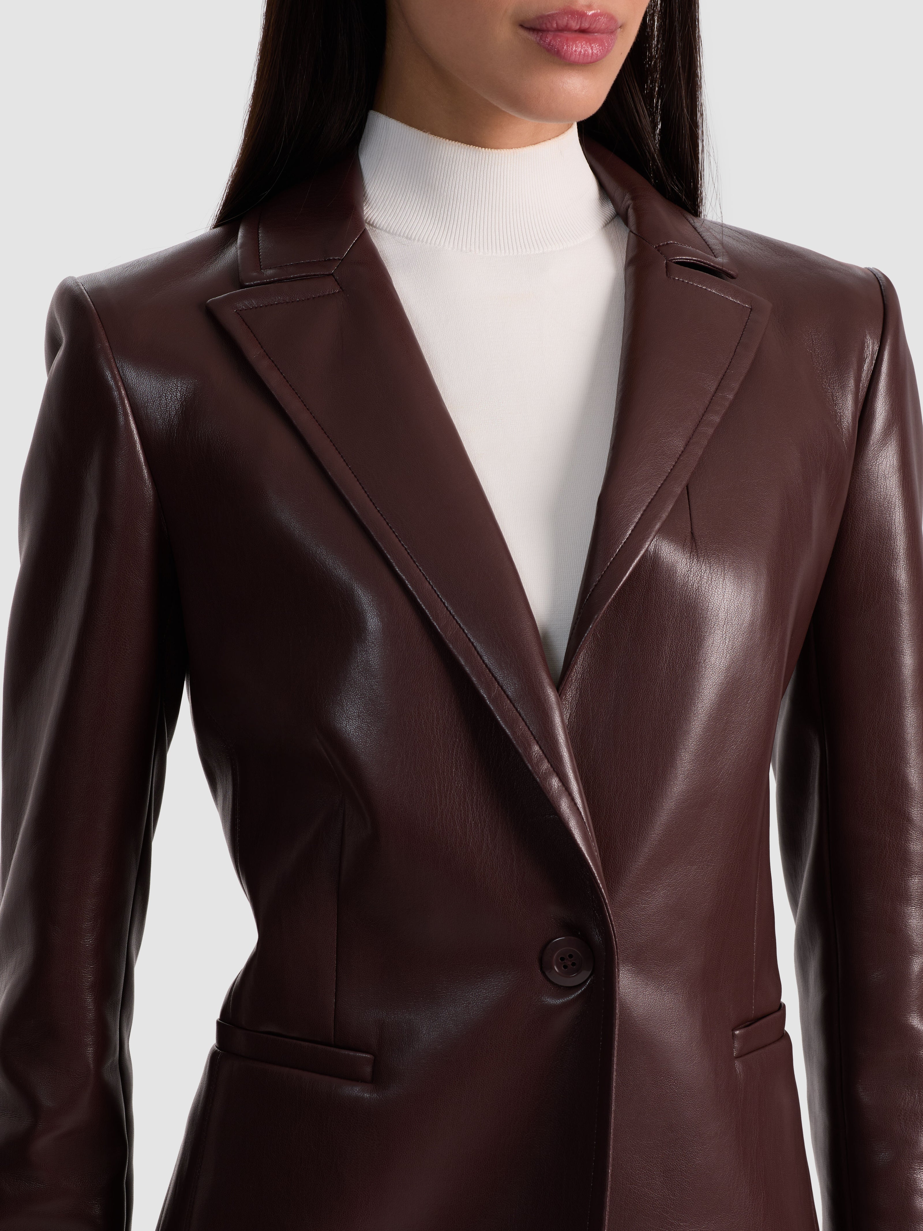 BREANN VEGAN BLAZER-DARK CHOCOLATE-ALICE + OLIVIA