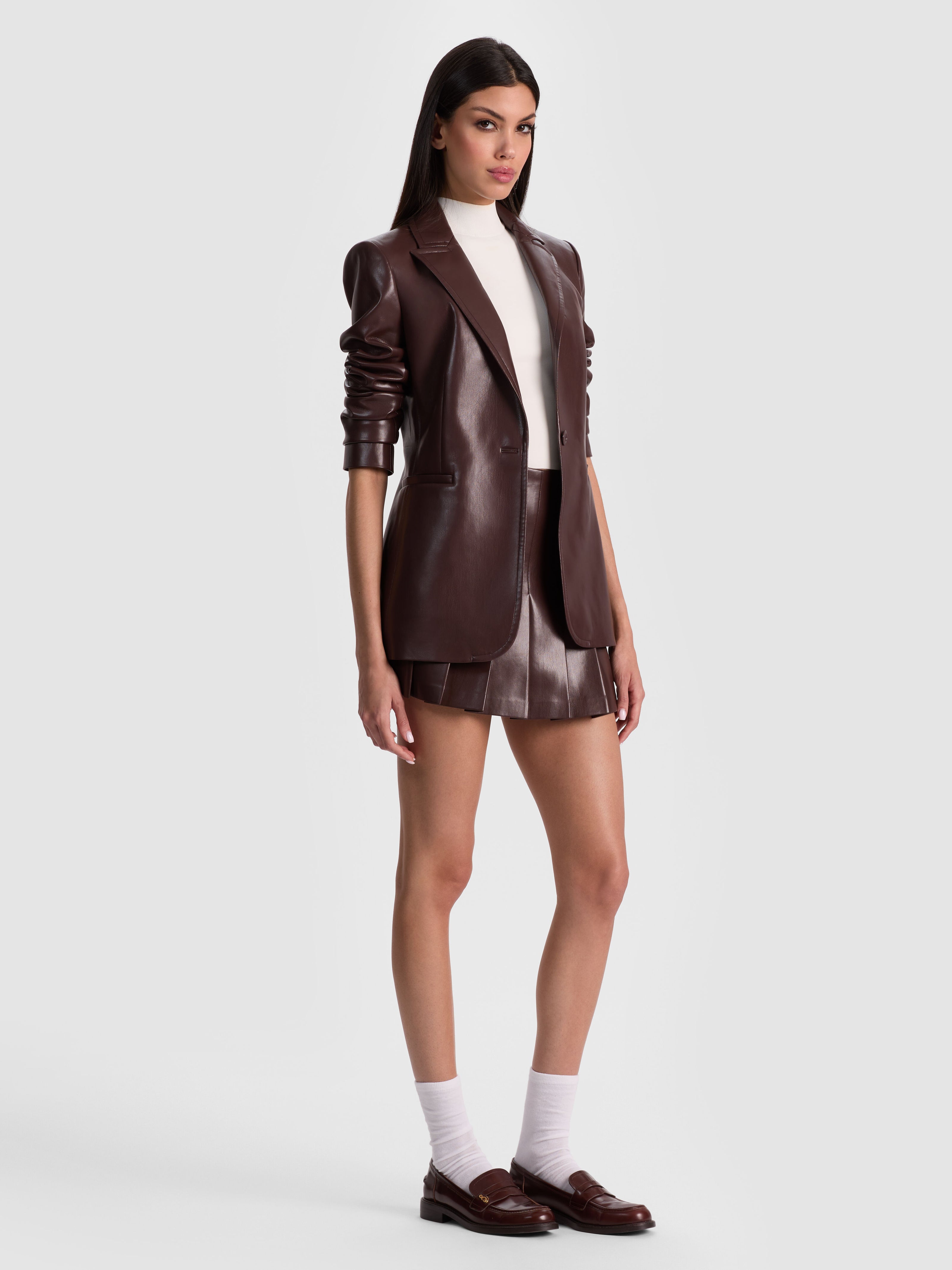 BREANN VEGAN BLAZER-DARK CHOCOLATE-ALICE + OLIVIA