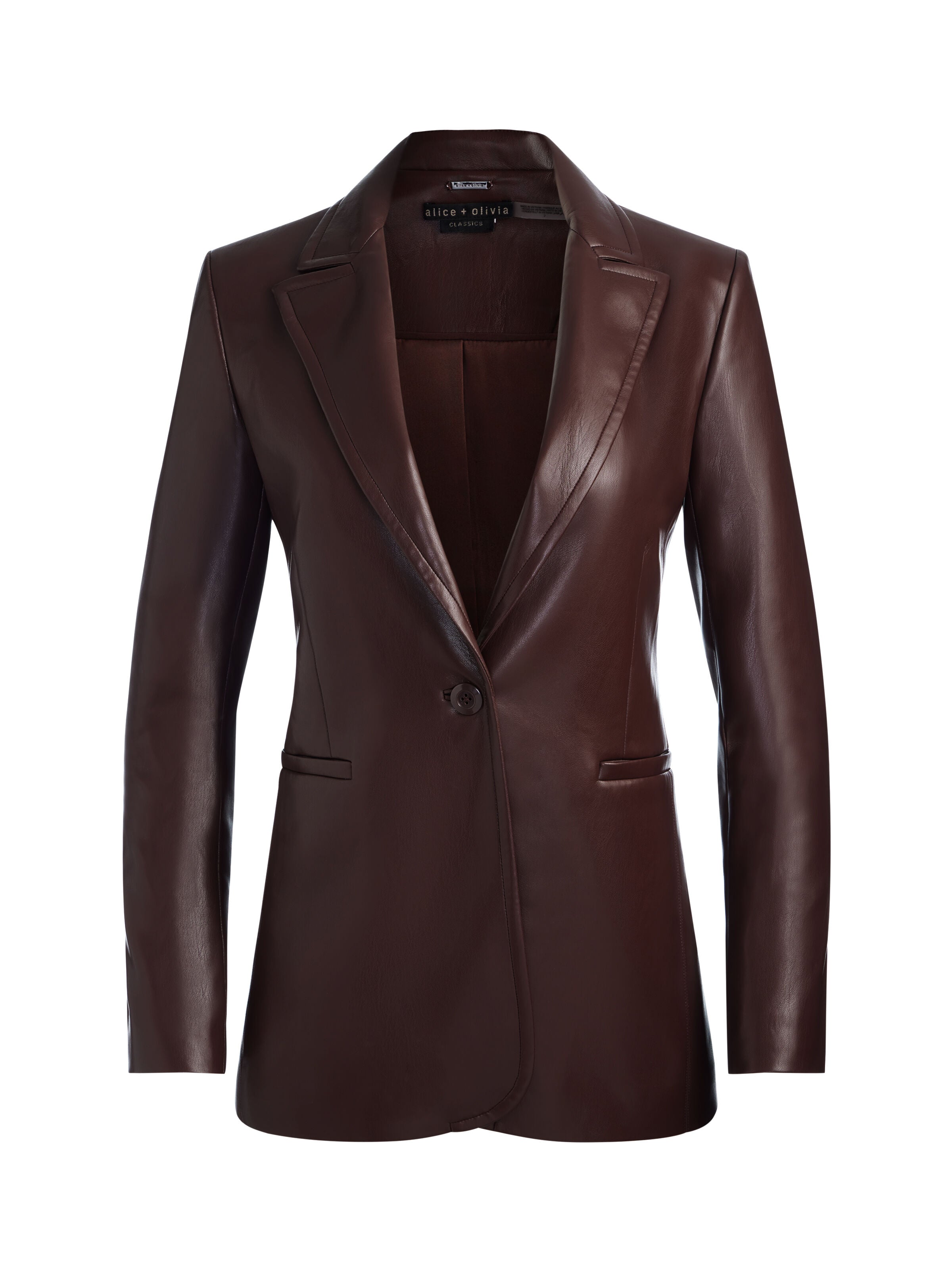BREANN VEGAN BLAZER-DARK CHOCOLATE-ALICE + OLIVIA