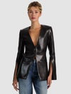 VENITA VEGAN COLLARLESS BLAZER-Black-ALICE + OLIVIA