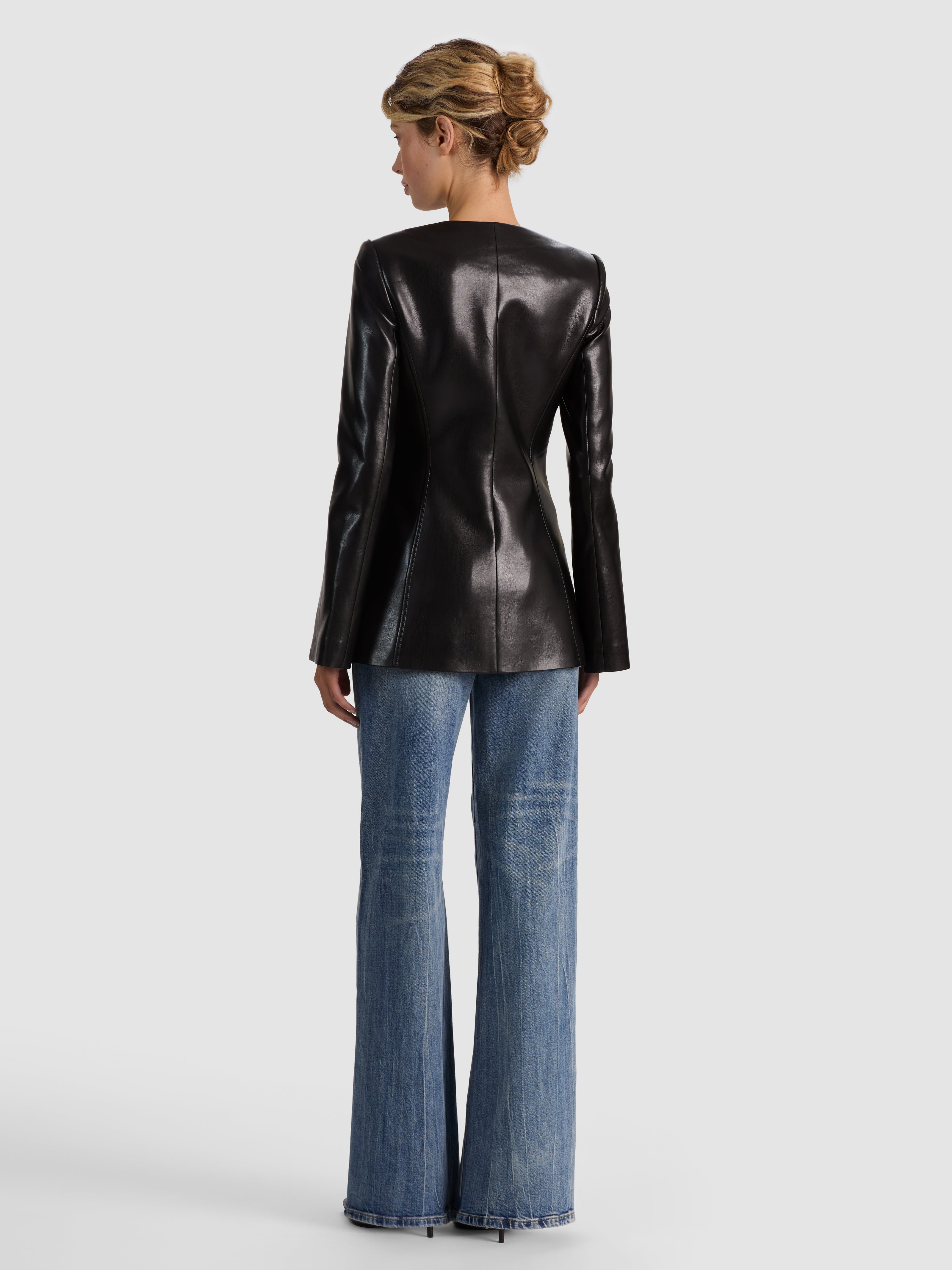 VENITA VEGAN COLLARLESS BLAZER-Black-ALICE + OLIVIA
