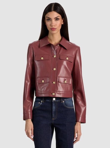 ALEX VEGAN CROPPED JACKET in COGNAC | ALICE + OLIVIA ALEX VEGAN CROPPED JACKET in COGNAC | ALICE + OLIVIA