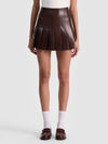 CARTER VEGAN MINI SKIRT-DARK CHOCOLATE-ALICE + OLIVIA