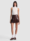 CARTER VEGAN MINI SKIRT-DARK CHOCOLATE-ALICE + OLIVIA