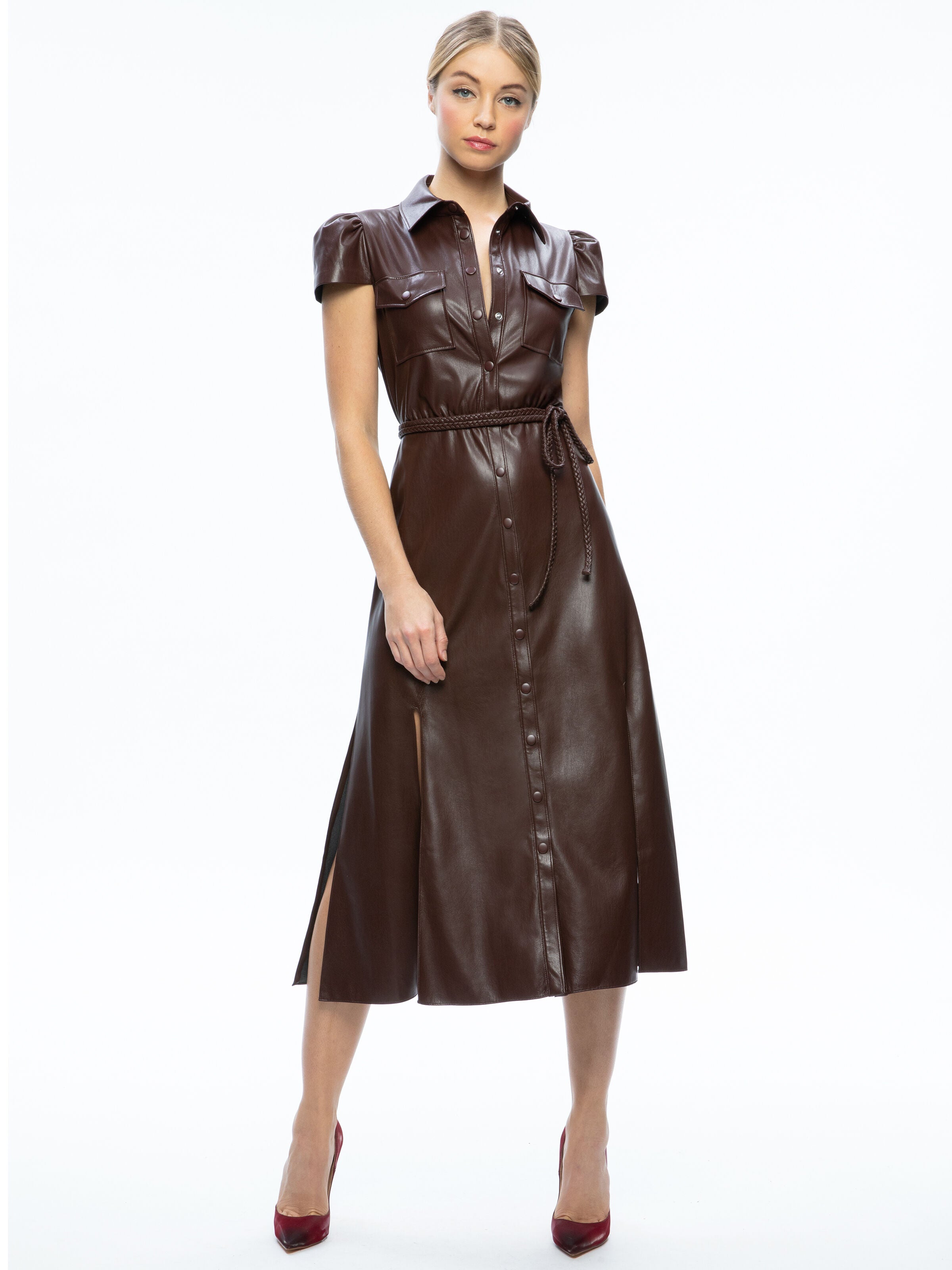 ROBE MIRANDA MI-LONGUE EN SIMILICUIR-ALICE + OLIVIA