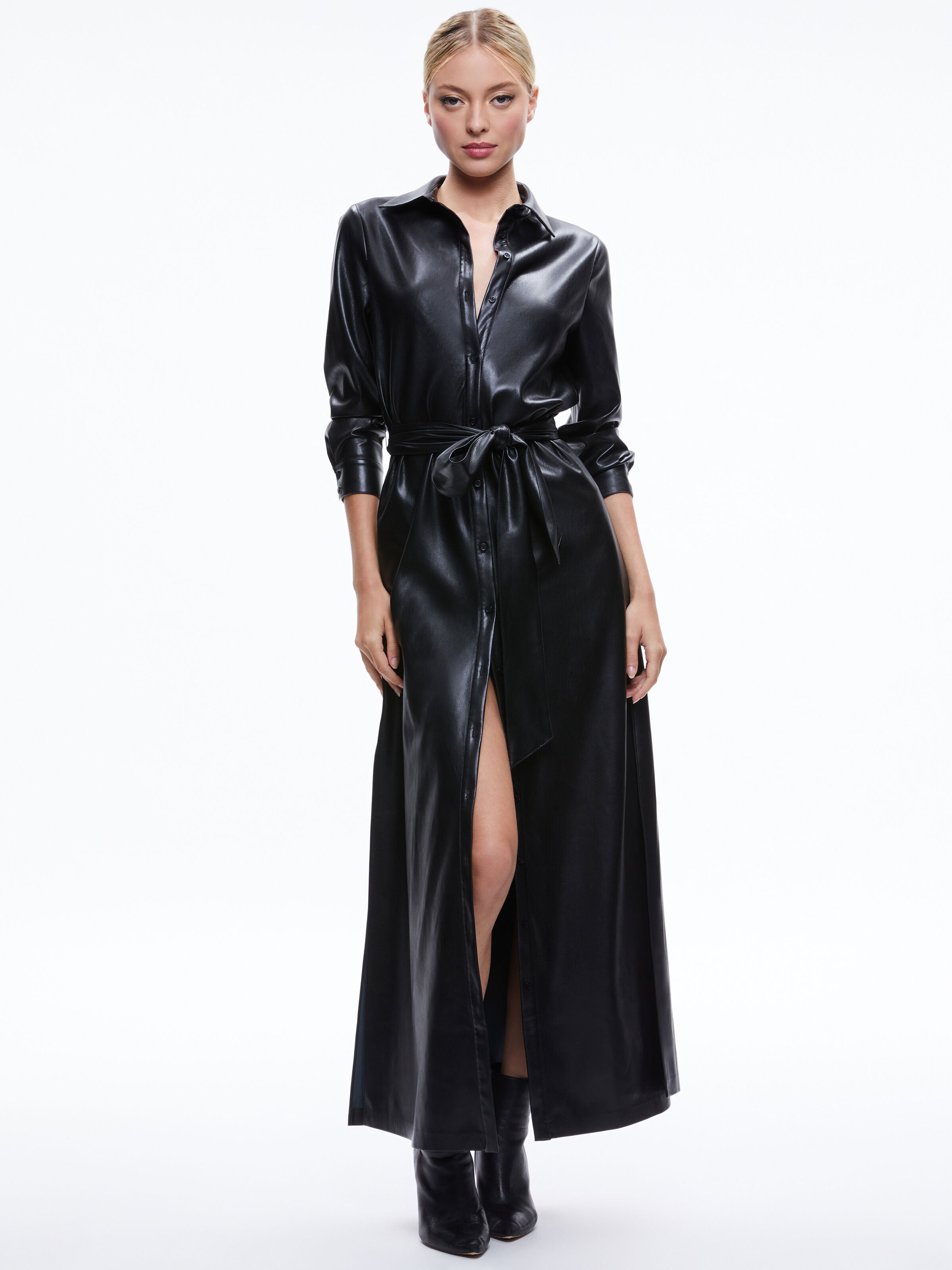 CHASSIDY VEGAN DRESS-Black-ALICE + OLIVIA