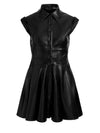 ABITO CORTO A CAMICIA SVASATO CON CORSETTO E PANELLI IN SIMILPELLE KIM-ALICE + OLIVIA