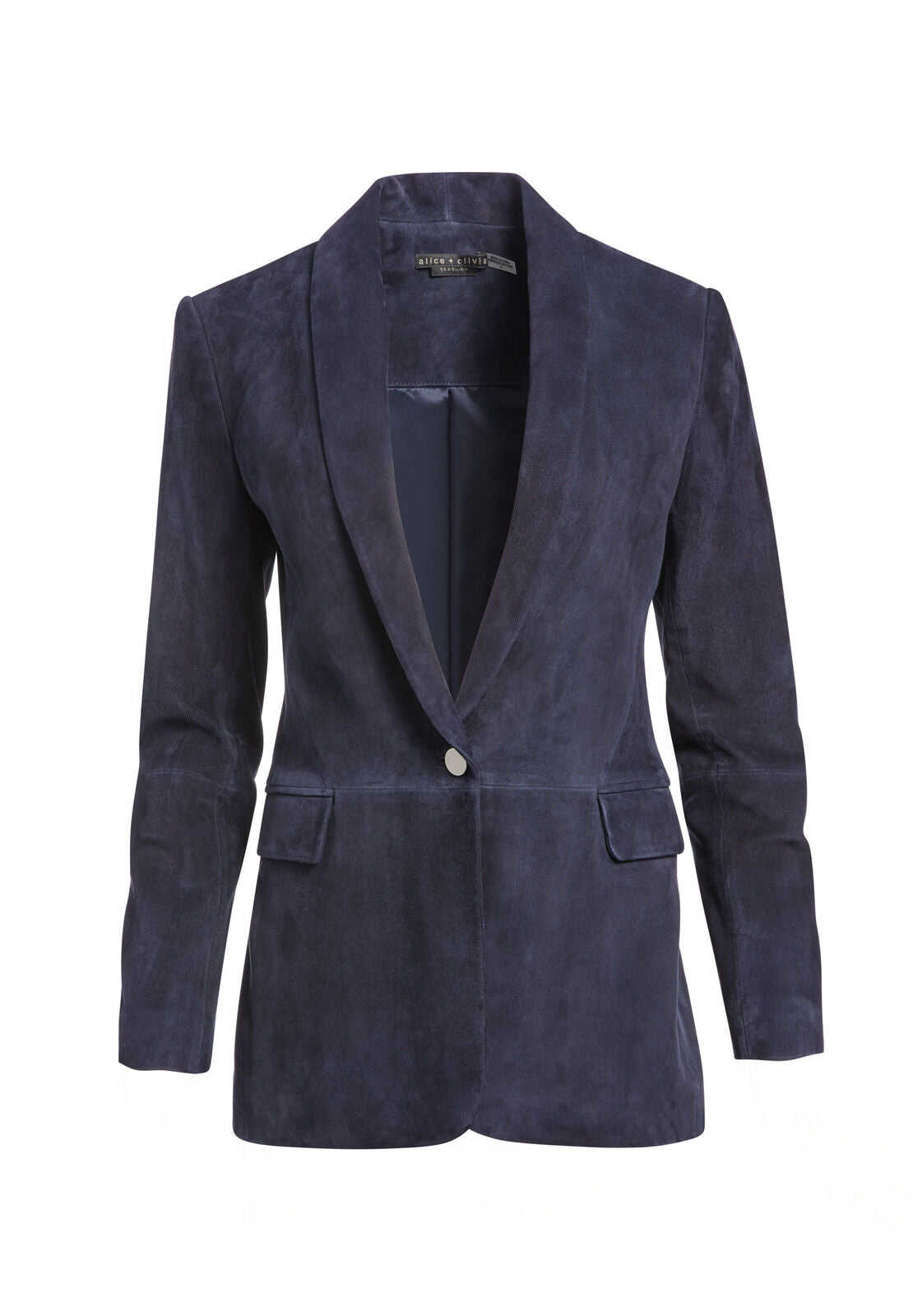 MACEY SUEDE SHAWL COLLAR BLAZER-Black-ALICE + OLIVIA