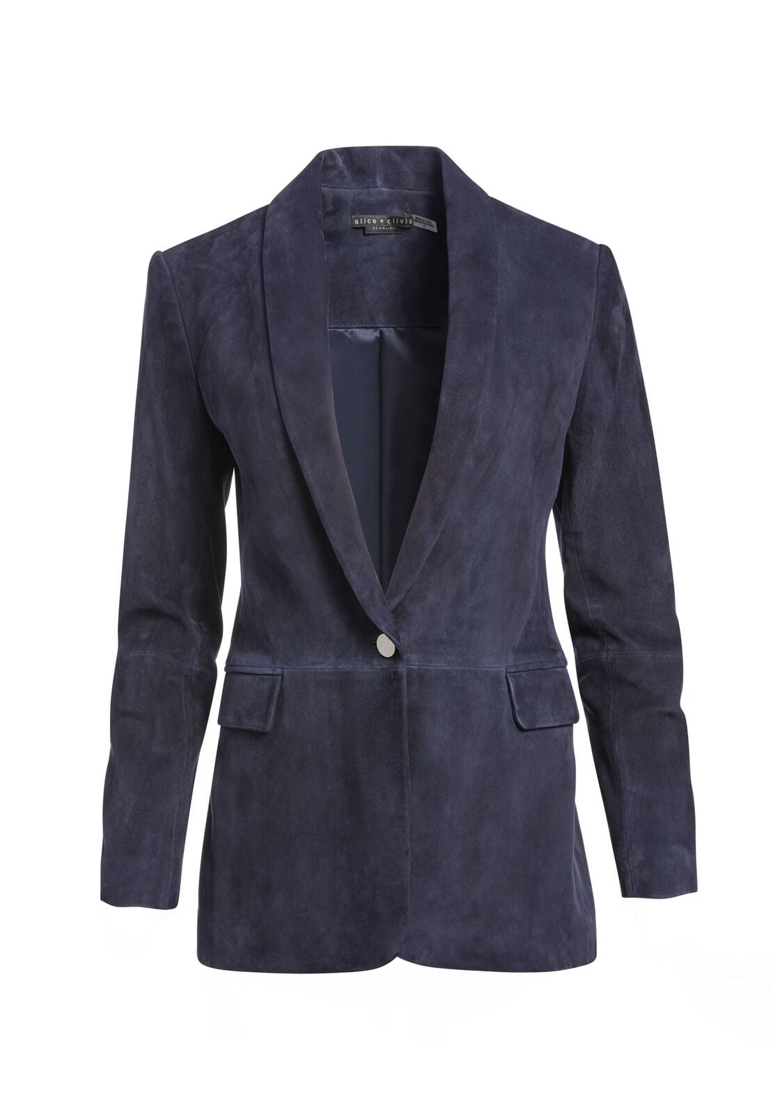 MACEY SUEDE SHAWL COLLAR BLAZER-Black-ALICE + OLIVIA