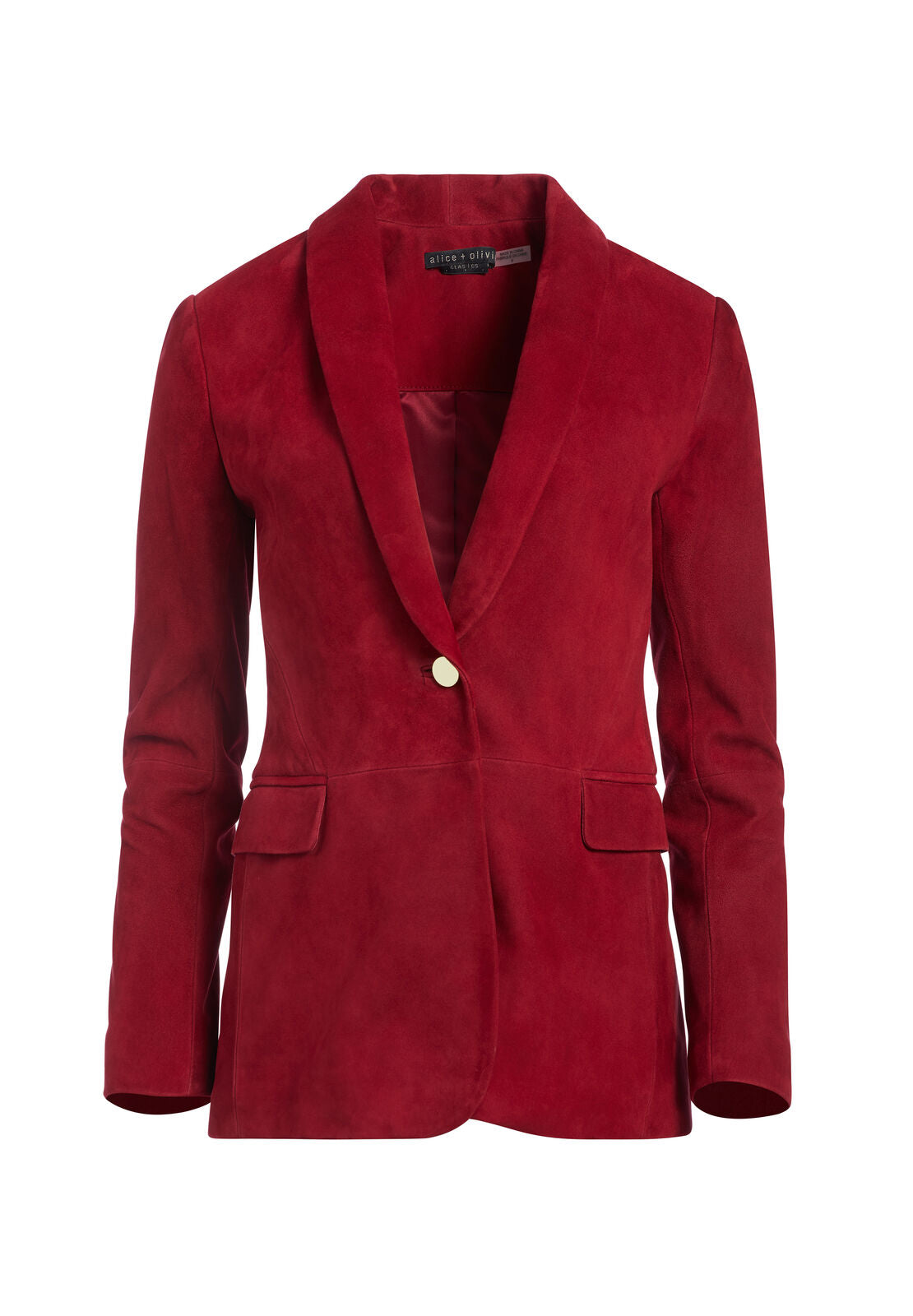 MACEY SUEDE SHAWL COLLAR BLAZER-Black-ALICE + OLIVIA