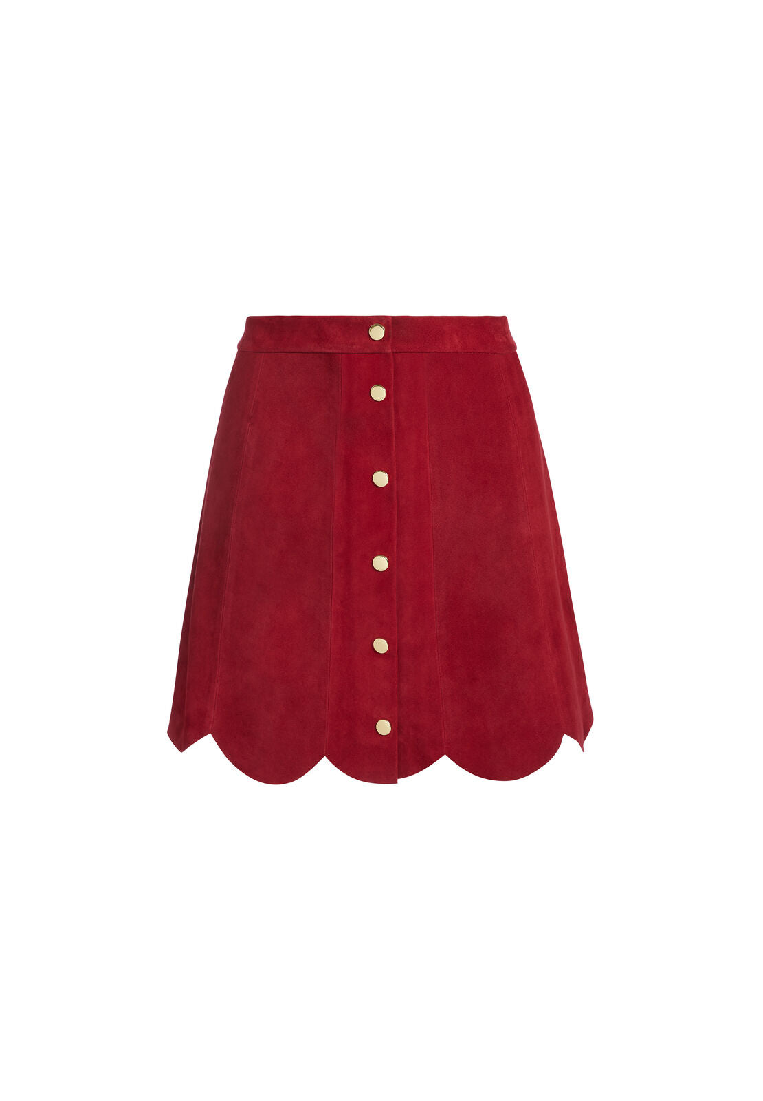 RUDIE SUEDE SCALLOP MINI SKIRT-Black-ALICE + OLIVIA