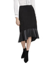 KINA RUFFLE HEM SUEDE SKIRT-Black-ALICE + OLIVIA