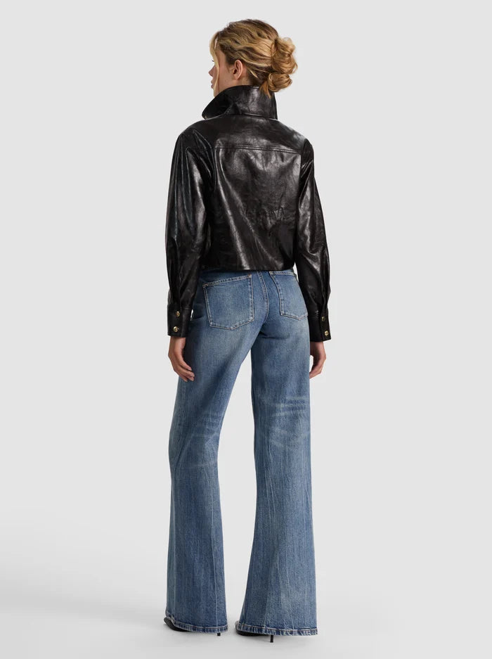 JAMES VEGAN FUNNEL NECK PARKA-Black-ALICE + OLIVIA