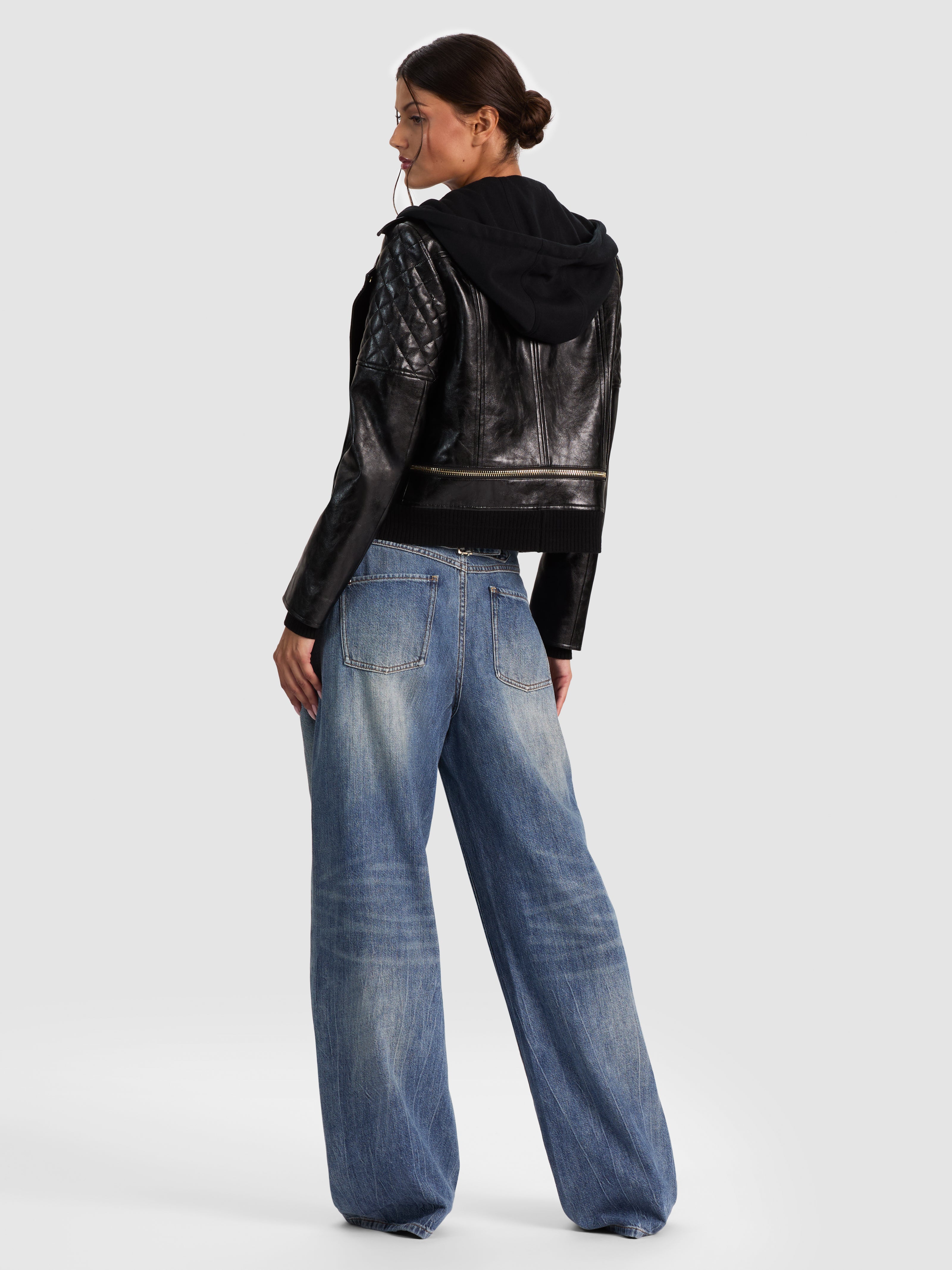 FELPA AVRIL HOODED COMBO CON GIACCA IN PELLE SINTETICA-ALICE + OLIVIA