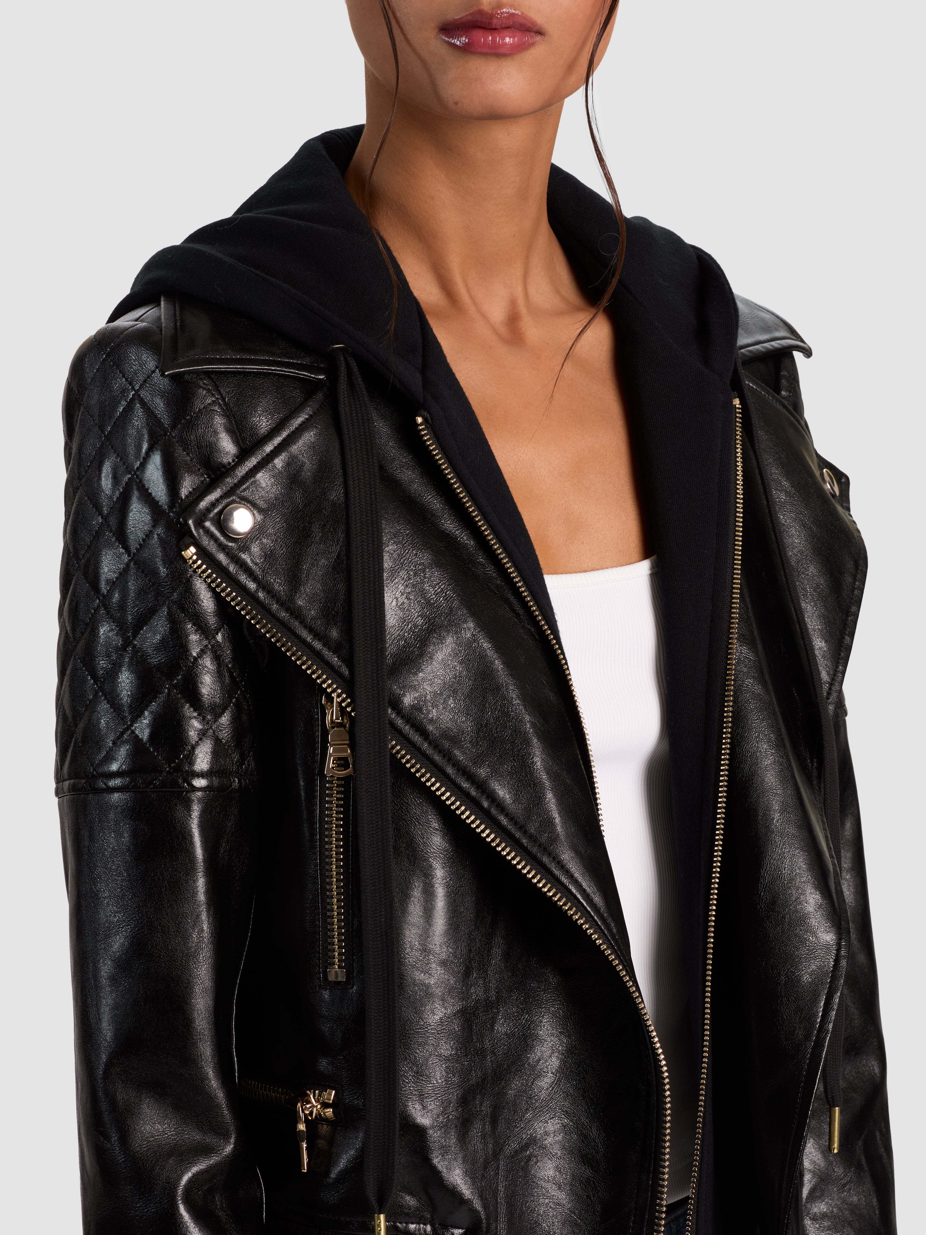 AVRIL SWEATSHIRT VEGAN JACKET-Black-ALICE + OLIVIA