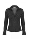 FREYA BUTTON DOWN TOP-BLACK/OFF WHITE-ALICE + OLIVIA
