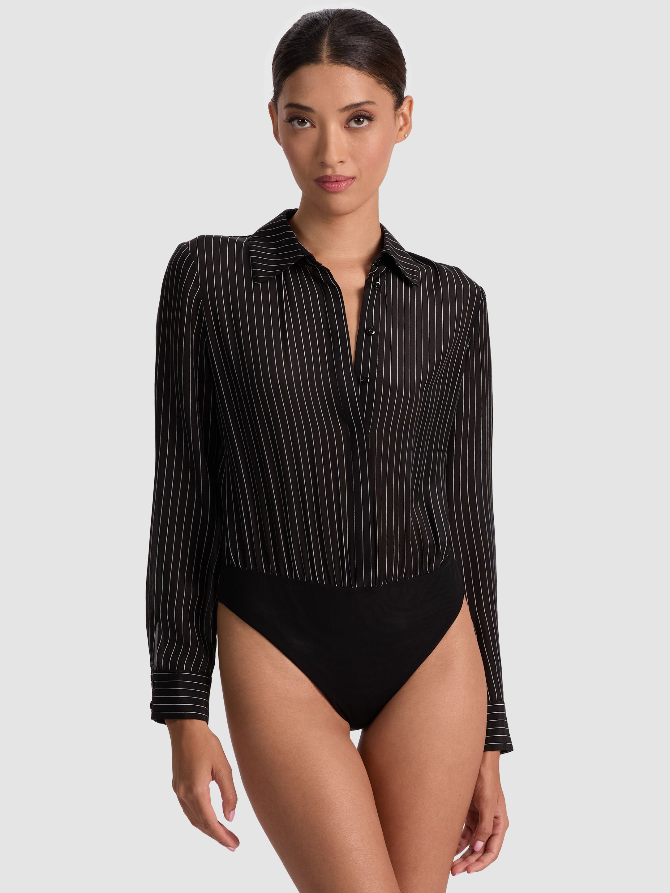 WILLA SILK BODYSUIT-BLACK/OFF WHITE-ALICE + OLIVIA