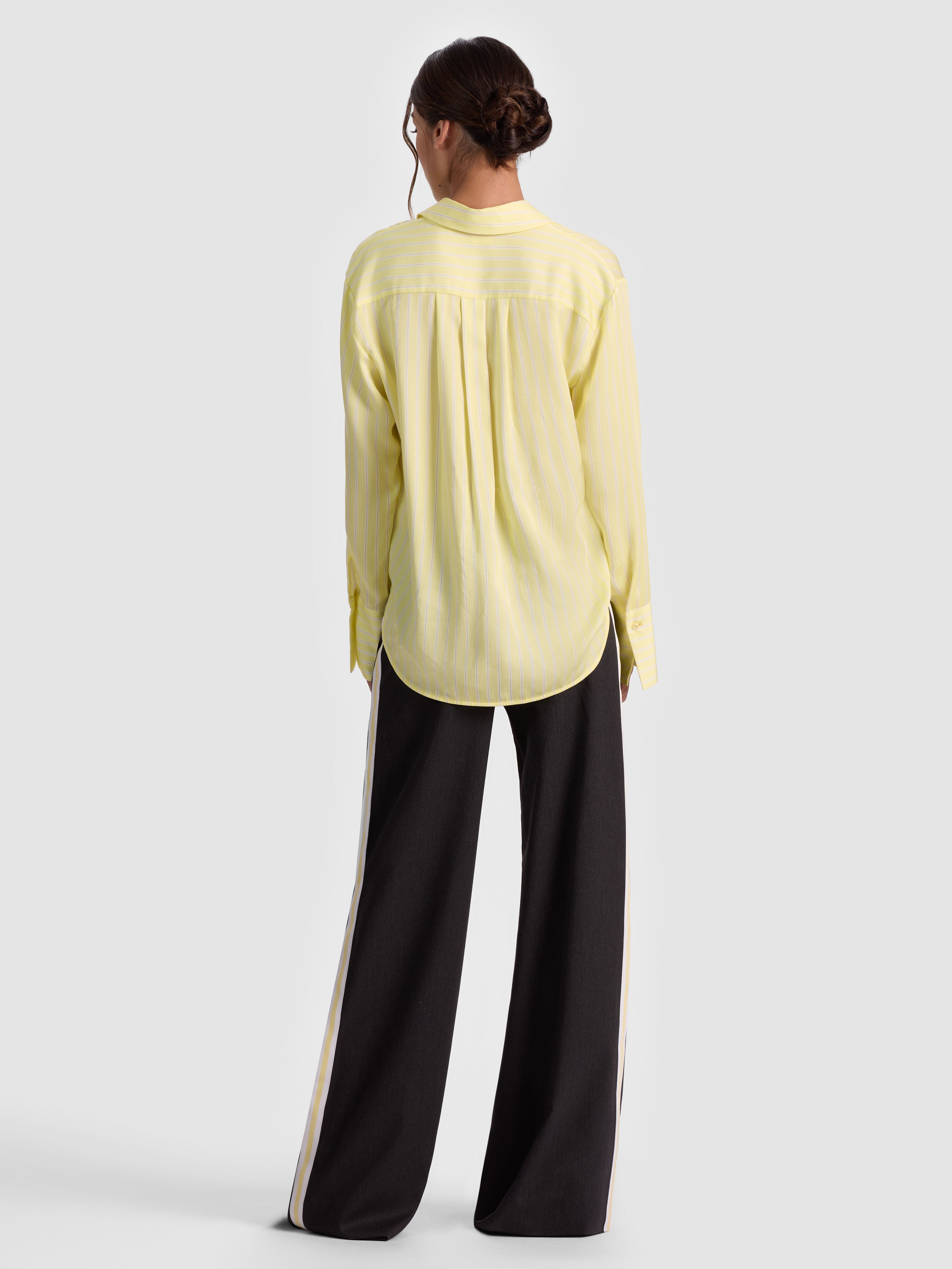FINELY PINSTRIPED BUTTON DOWN-CRESCENDO STRIPE-ALICE + OLIVIA