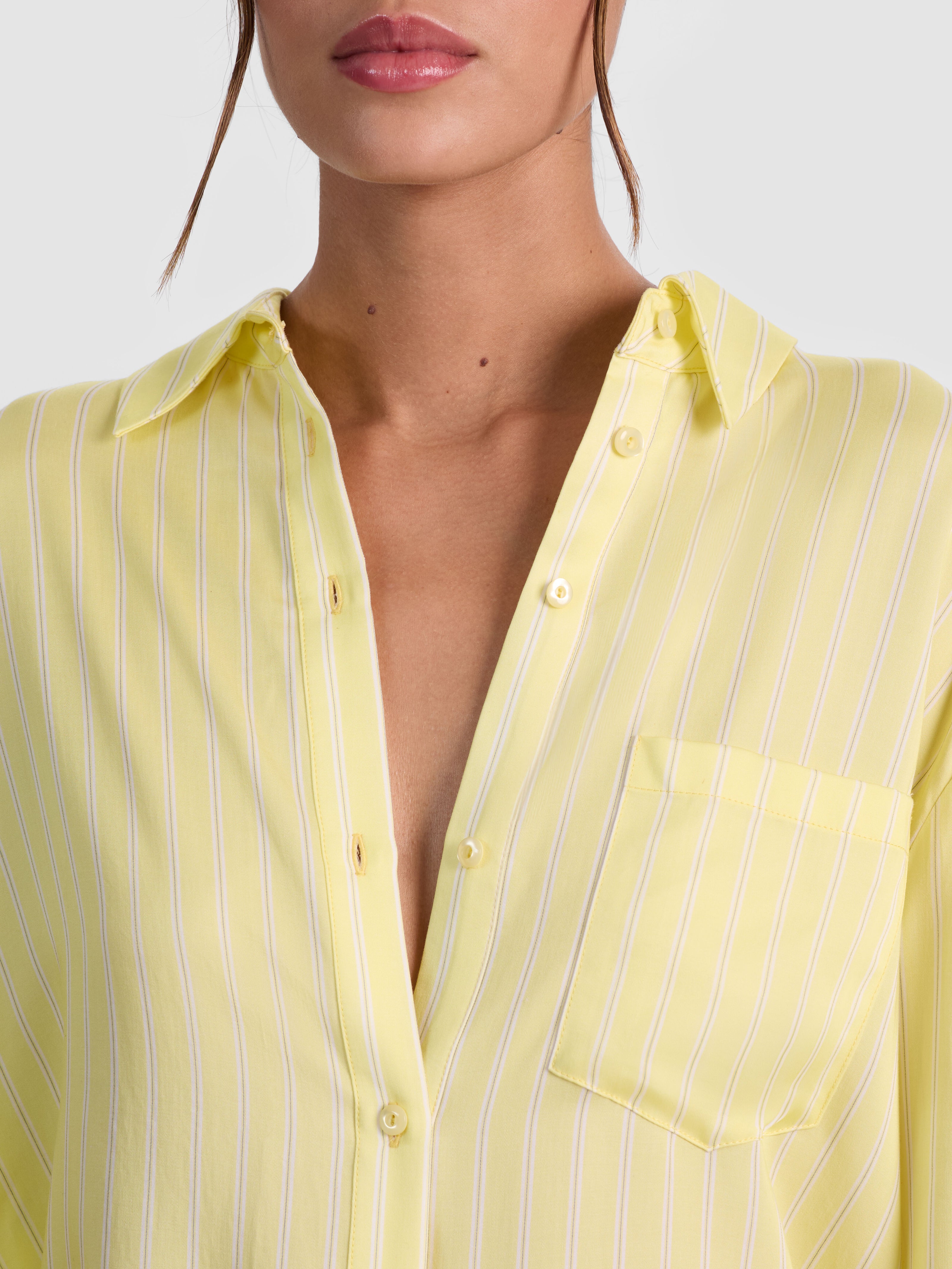 FINELY PINSTRIPED BUTTON DOWN-CRESCENDO STRIPE-ALICE + OLIVIA