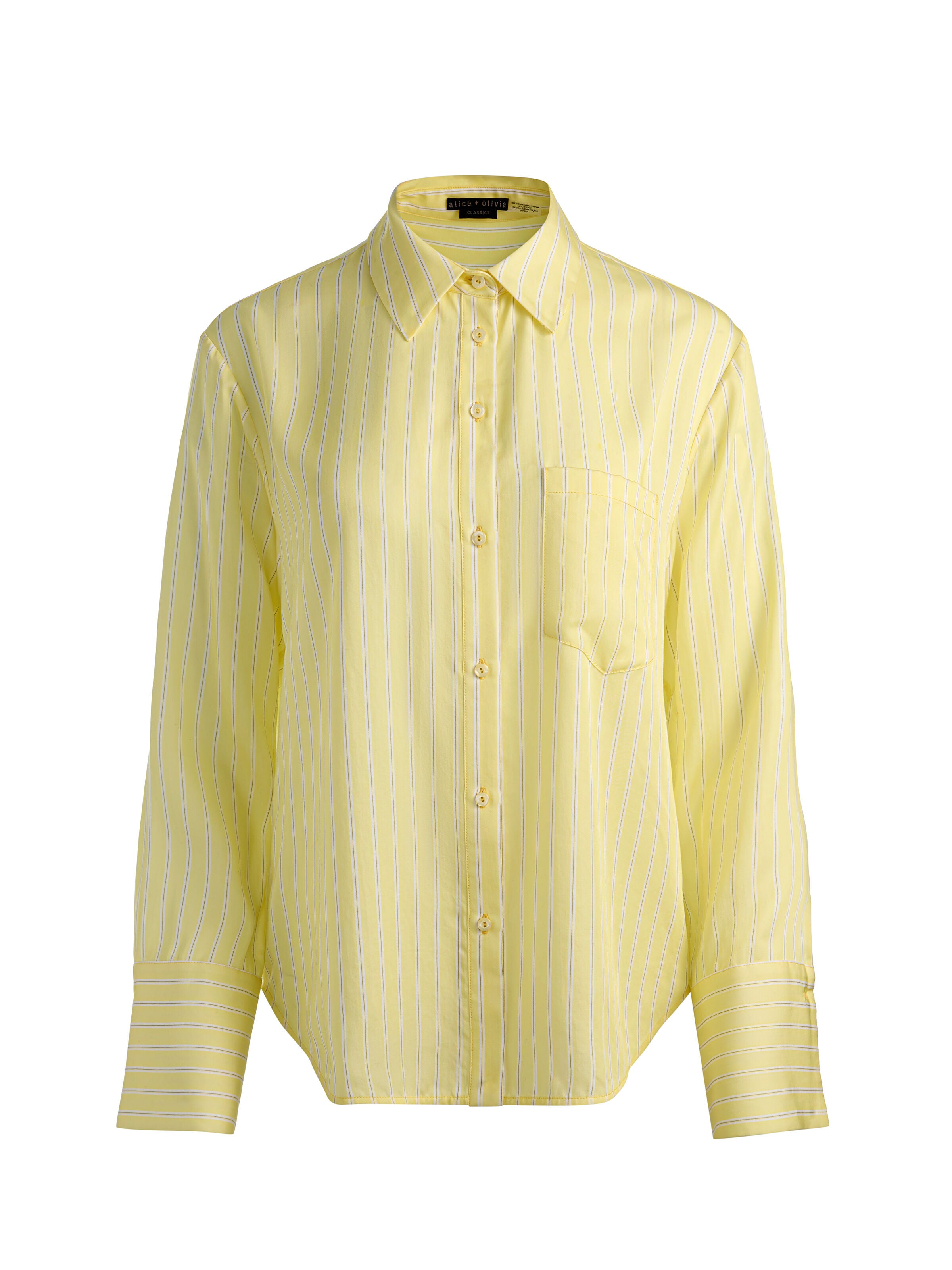 FINELY PINSTRIPED BUTTON DOWN-CRESCENDO STRIPE-ALICE + OLIVIA