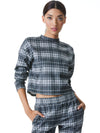 LESLIE PLAID SWEATSHIRT-CHARCOAL PLAID-ALICE + OLIVIA