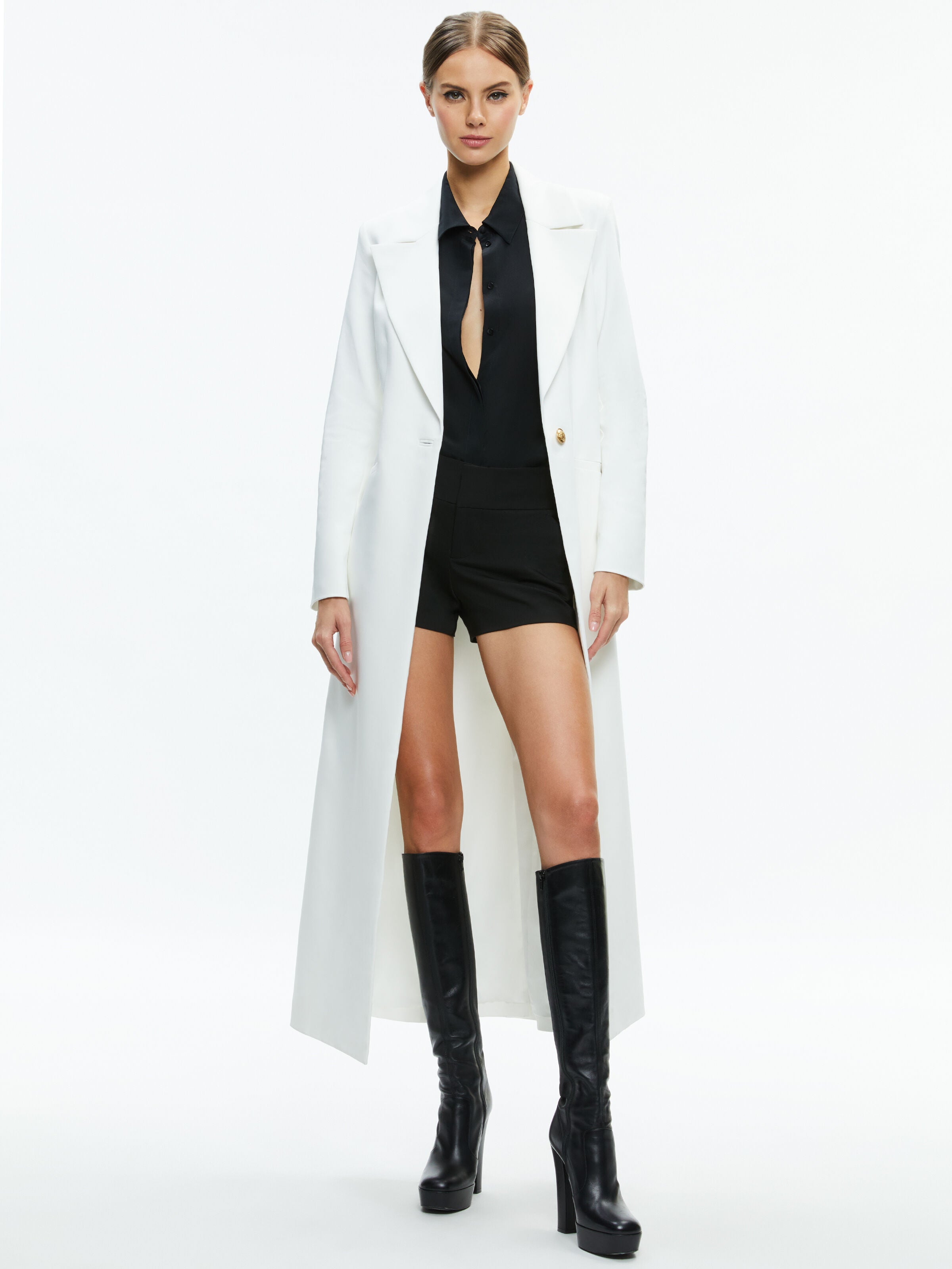 THEO NOTCH COLLAR COAT-Black-ALICE + OLIVIA
