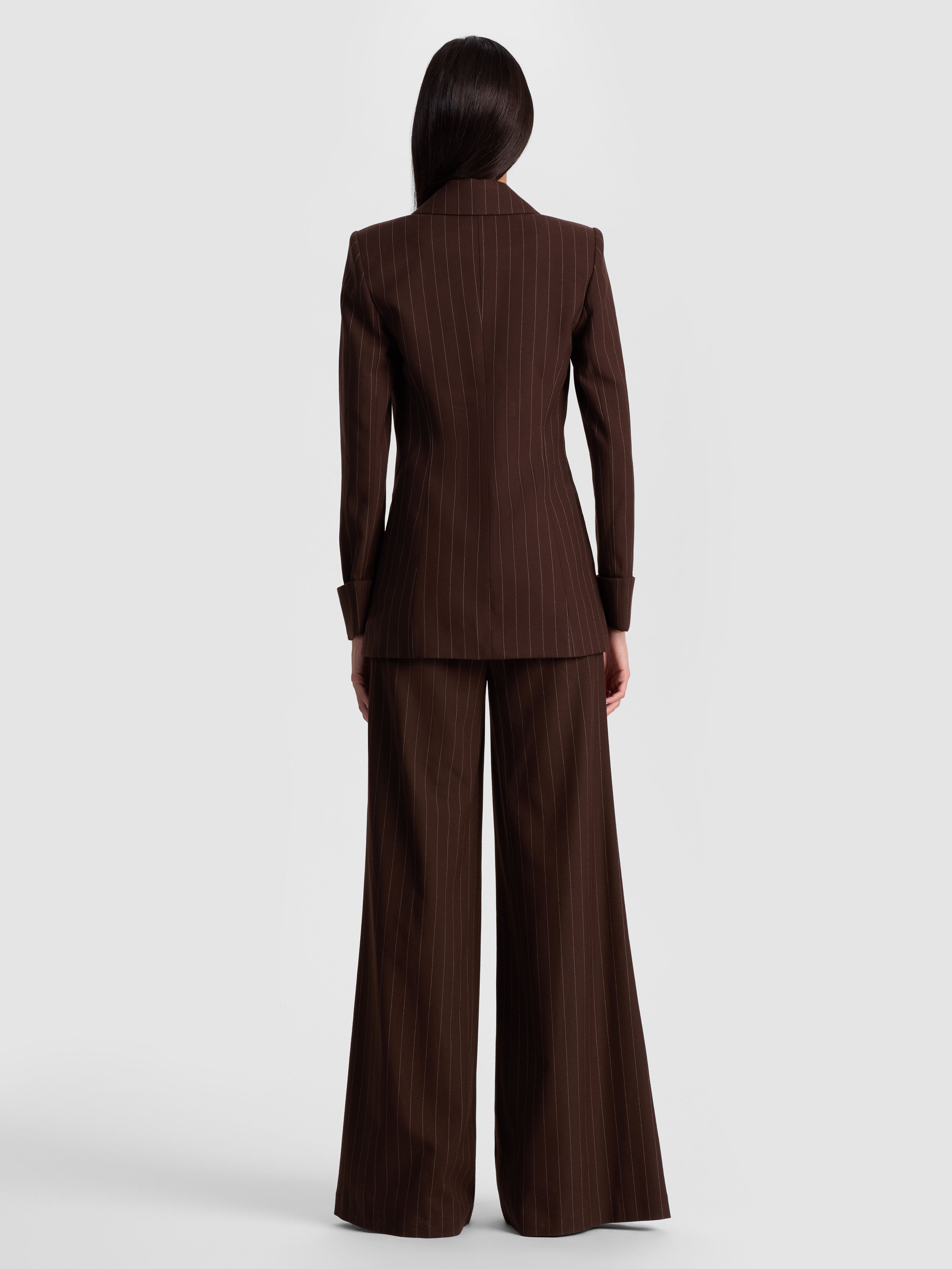 BURNS FITTED BLAZER-DARK CHOCOLATE/OFF WHITE-ALICE + OLIVIA