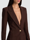 BURNS FITTED BLAZER-DARK CHOCOLATE/OFF WHITE-ALICE + OLIVIA