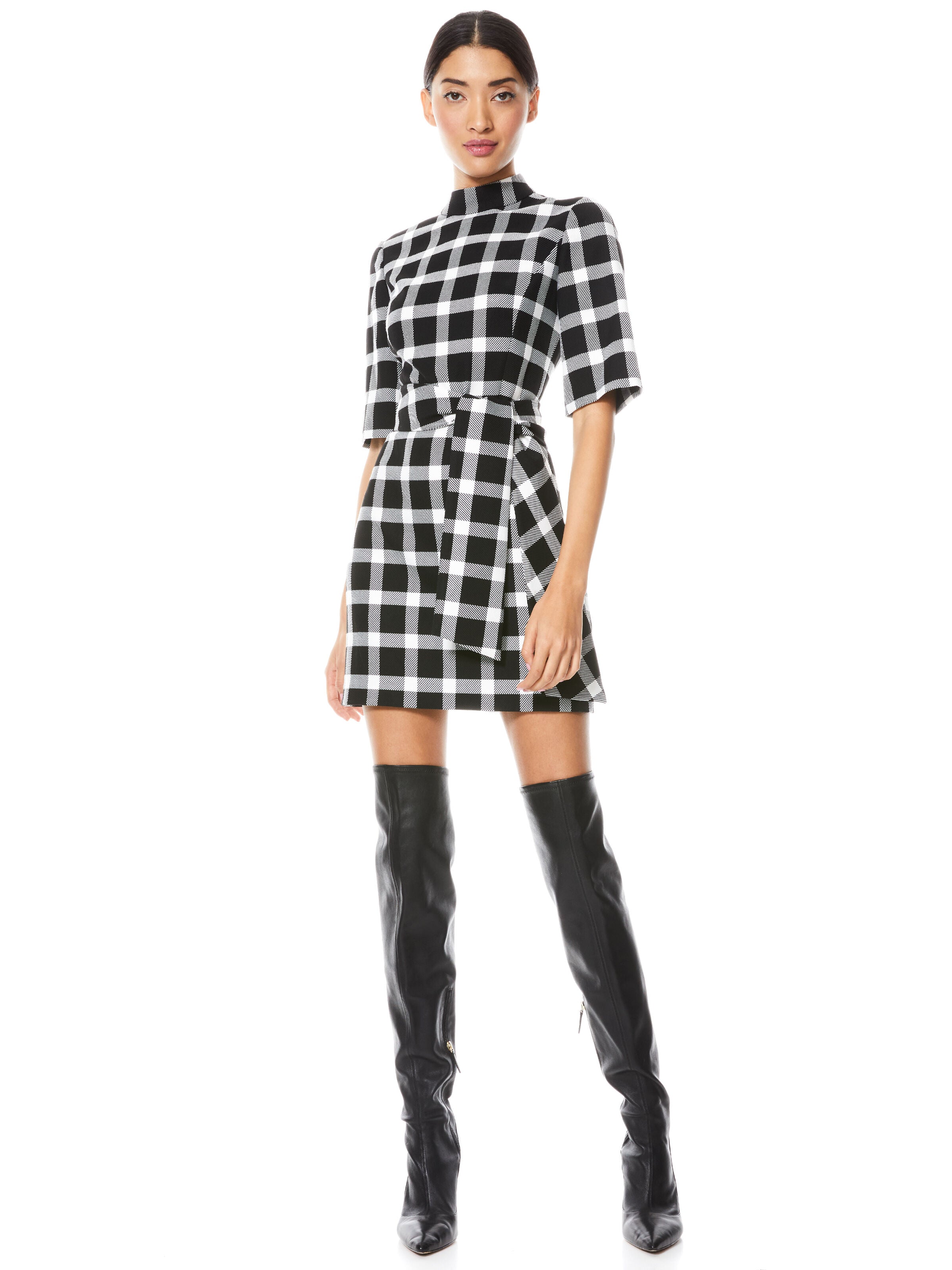 MINI-ROBE VIRGIL CEINTURÉE À COL MONTANT-ALICE + OLIVIA