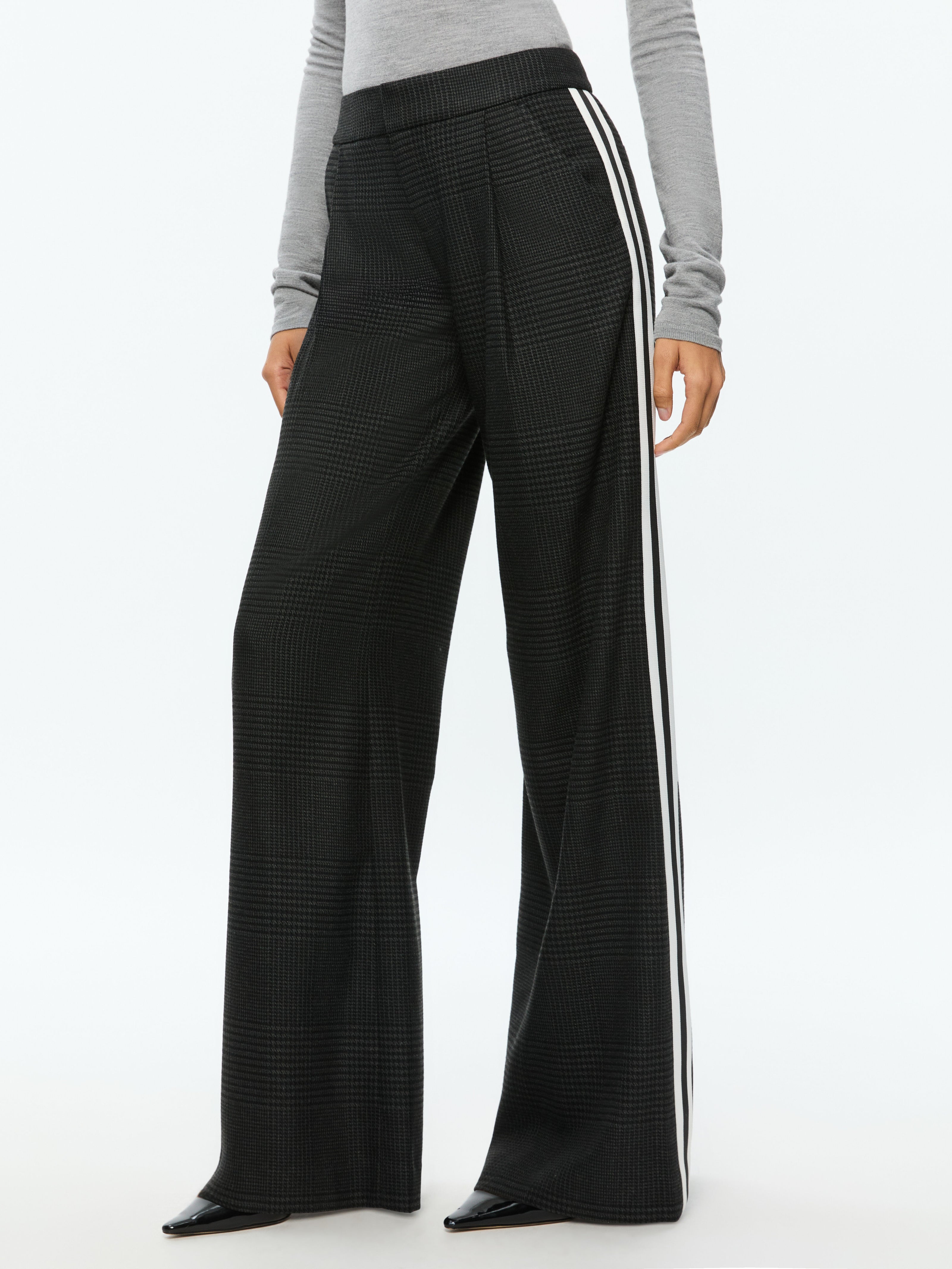 ERIC PANT WITH SIDE STRIPE-CHARCOAL GREY MELANGE-ALICE + OLIVIA