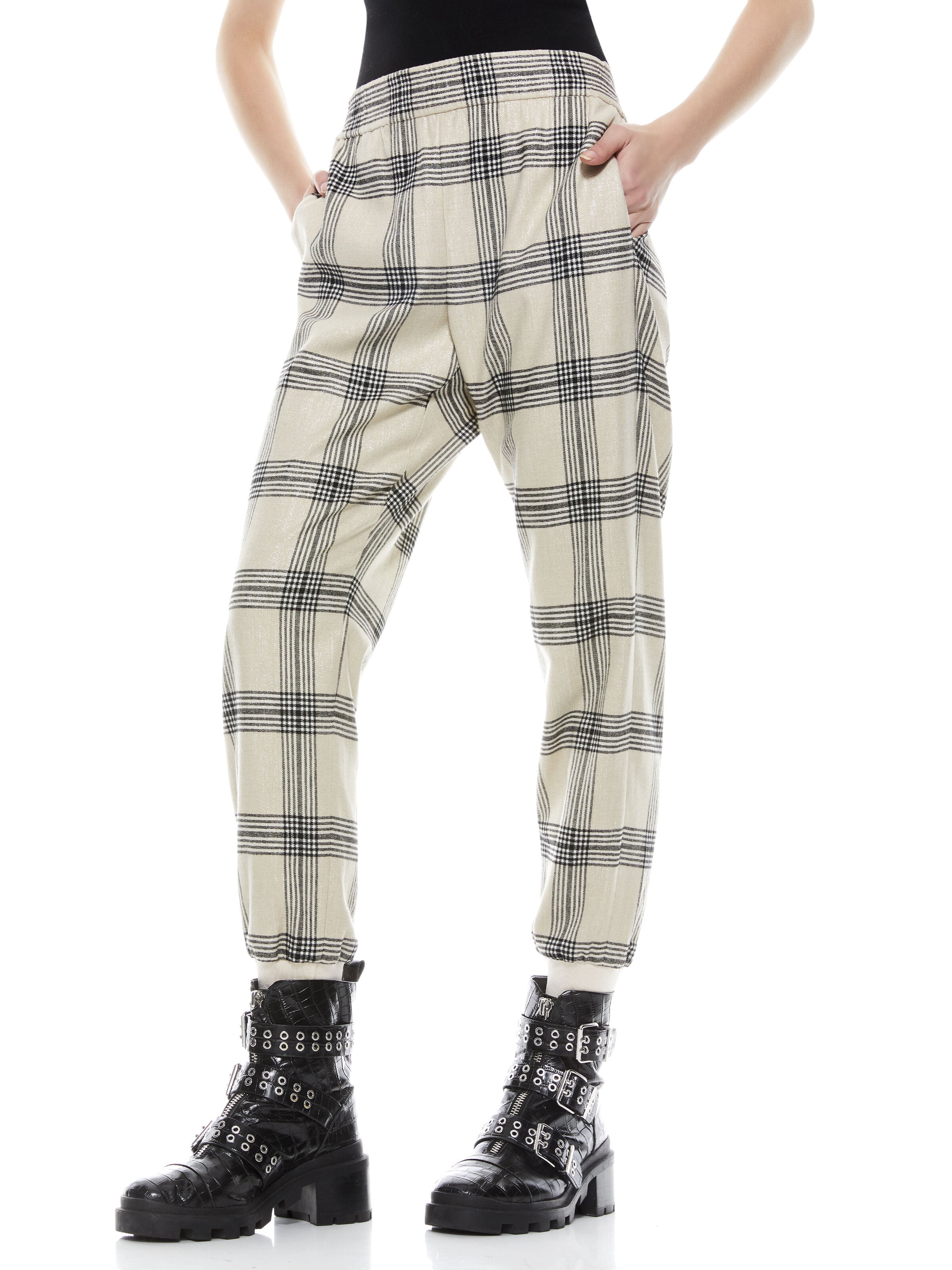PETE PLAID PULL ON PANT-BONE MULTI-ALICE + OLIVIA