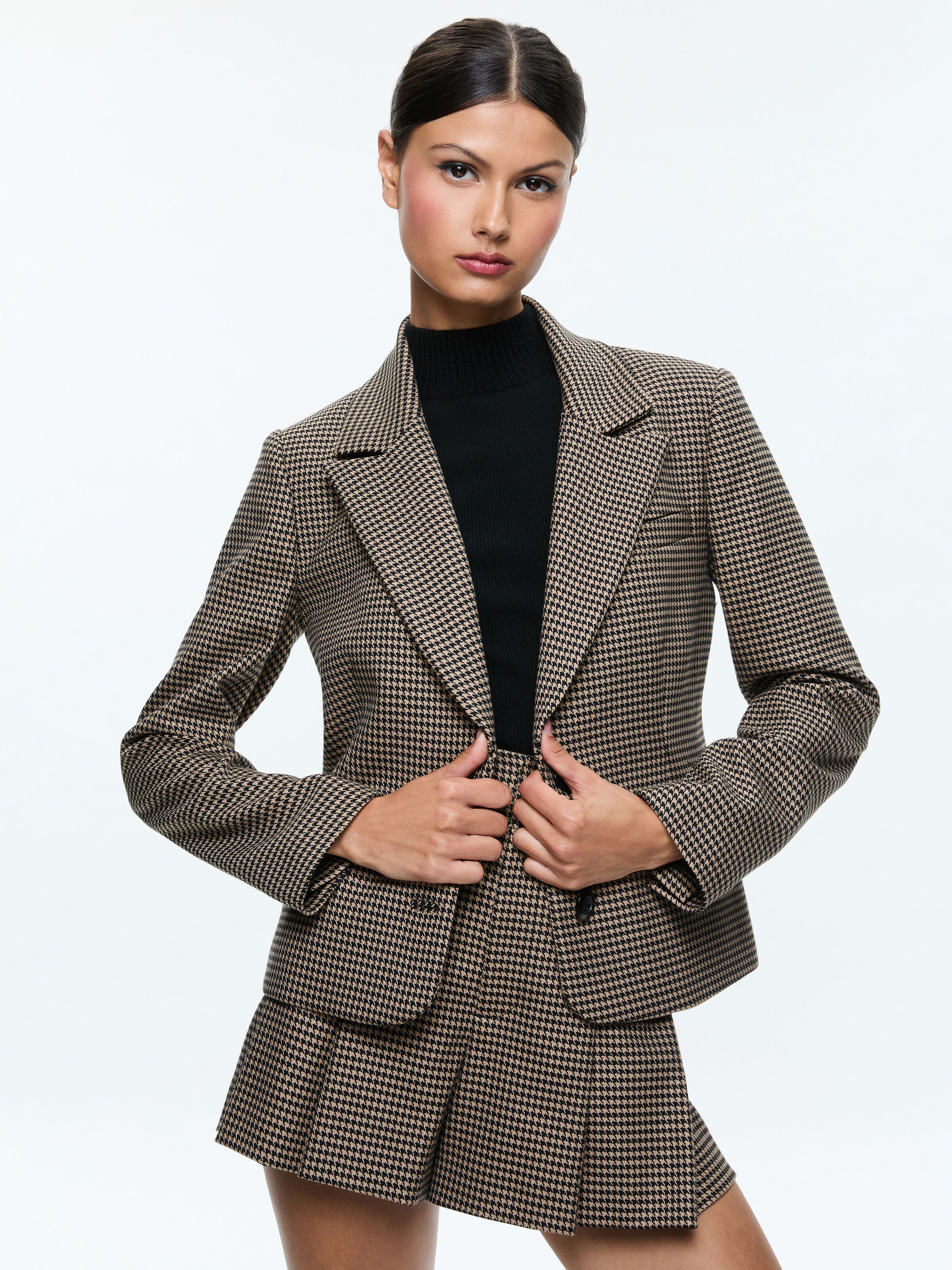 PERSOL BLAZER-CAMEL/BLACK-ALICE + OLIVIA