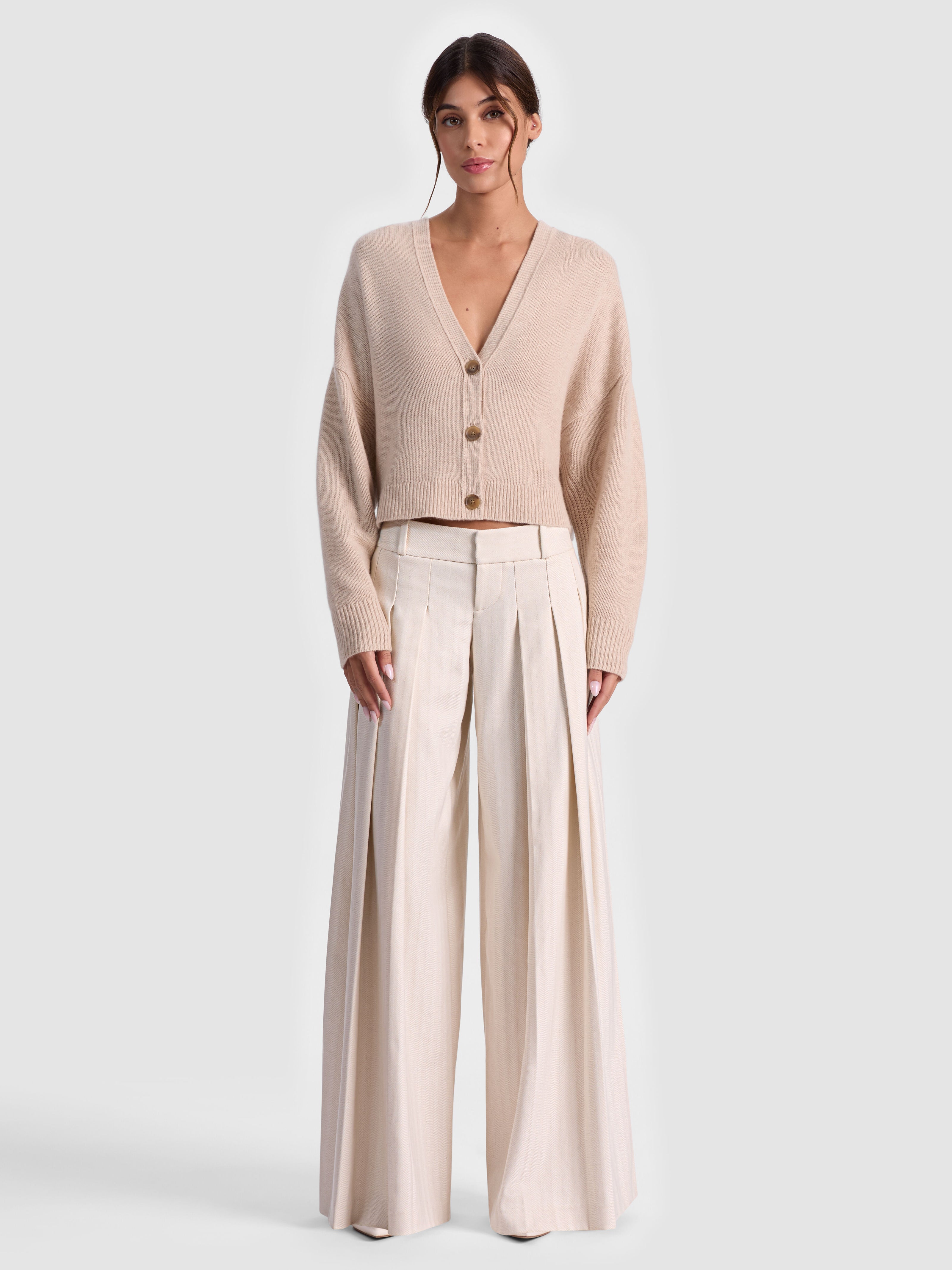 SIMON PLEATED TROUSER-OFF WHITE/OATMEAL-ALICE + OLIVIA