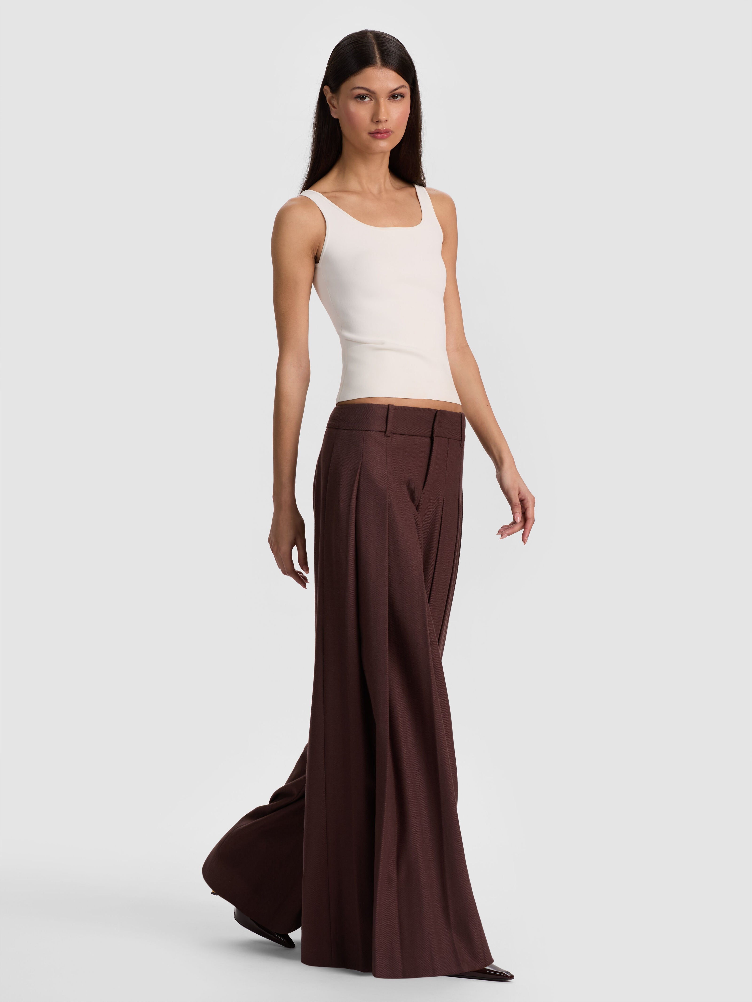 SIMON PLEATED TROUSER-DARK CHOCOLATE-ALICE + OLIVIA
