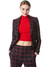 MYA NOTCH COLLAR BLAZER-BLACK/PERFECT RUBY-ALICE + OLIVIA