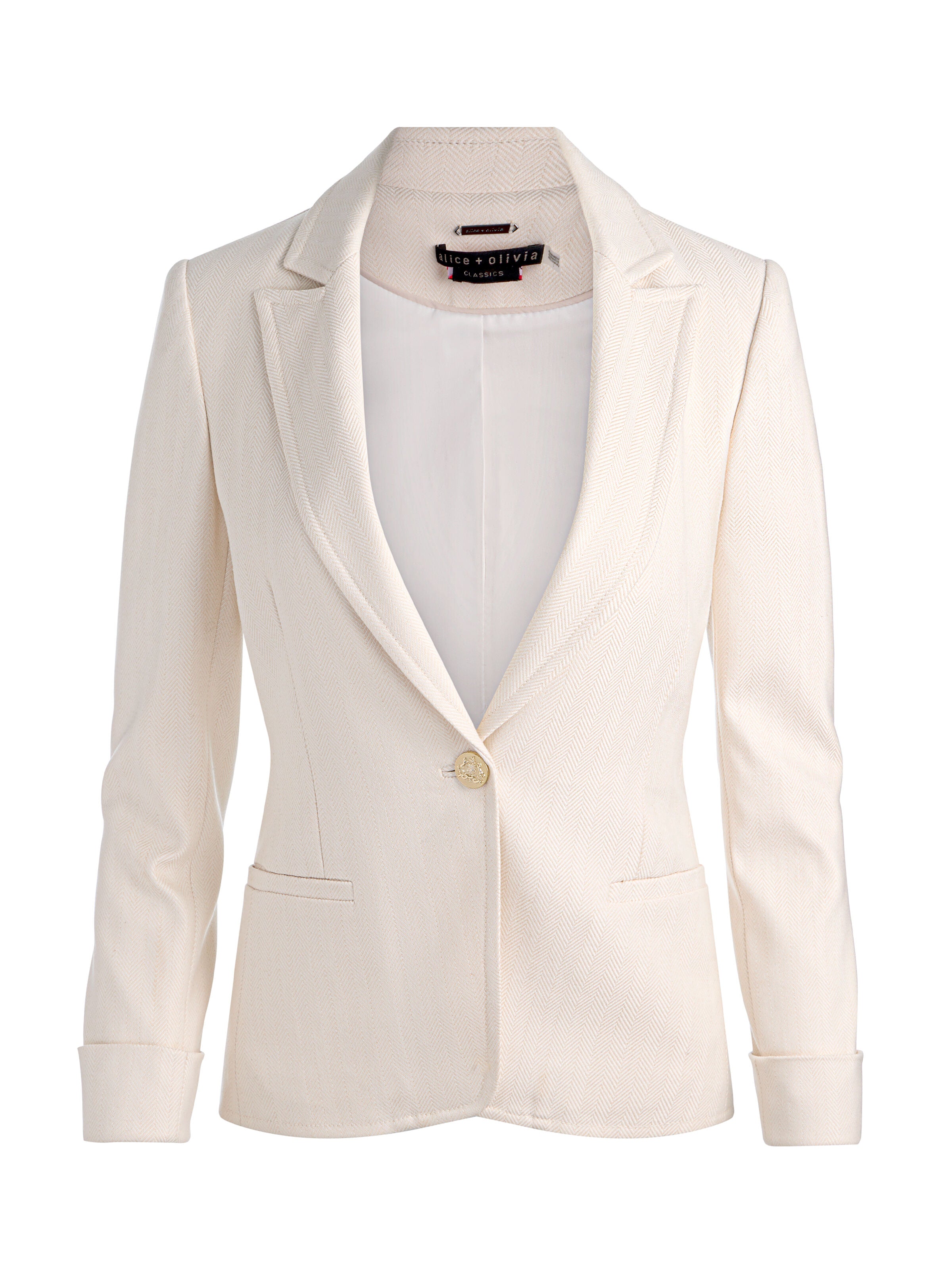 RYDER SLIM BLAZER-OFF WHITE/OATMEAL-ALICE + OLIVIA