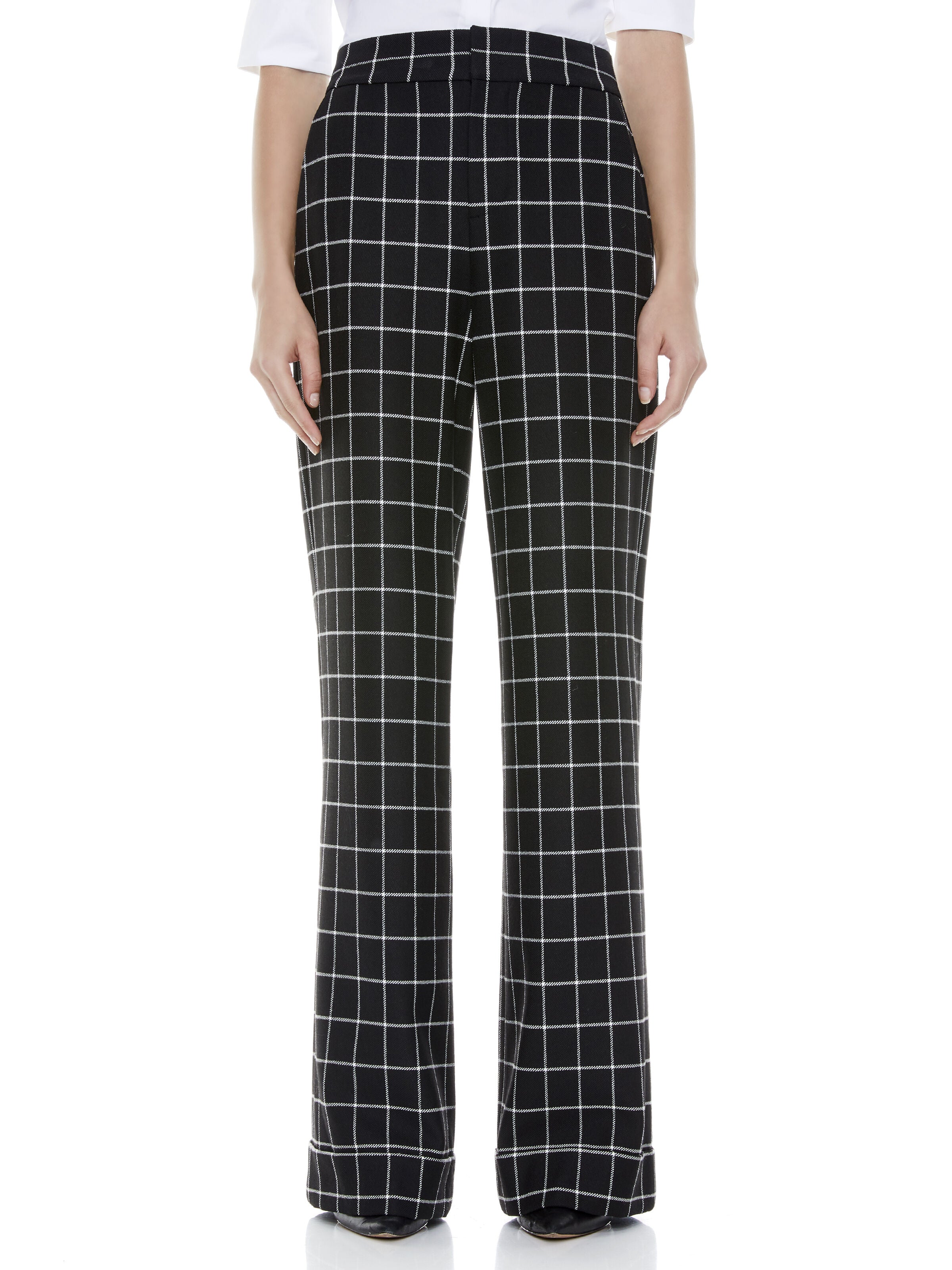 DYLAN HIGH WAISTED PANT-BLACK/WHITE-ALICE + OLIVIA