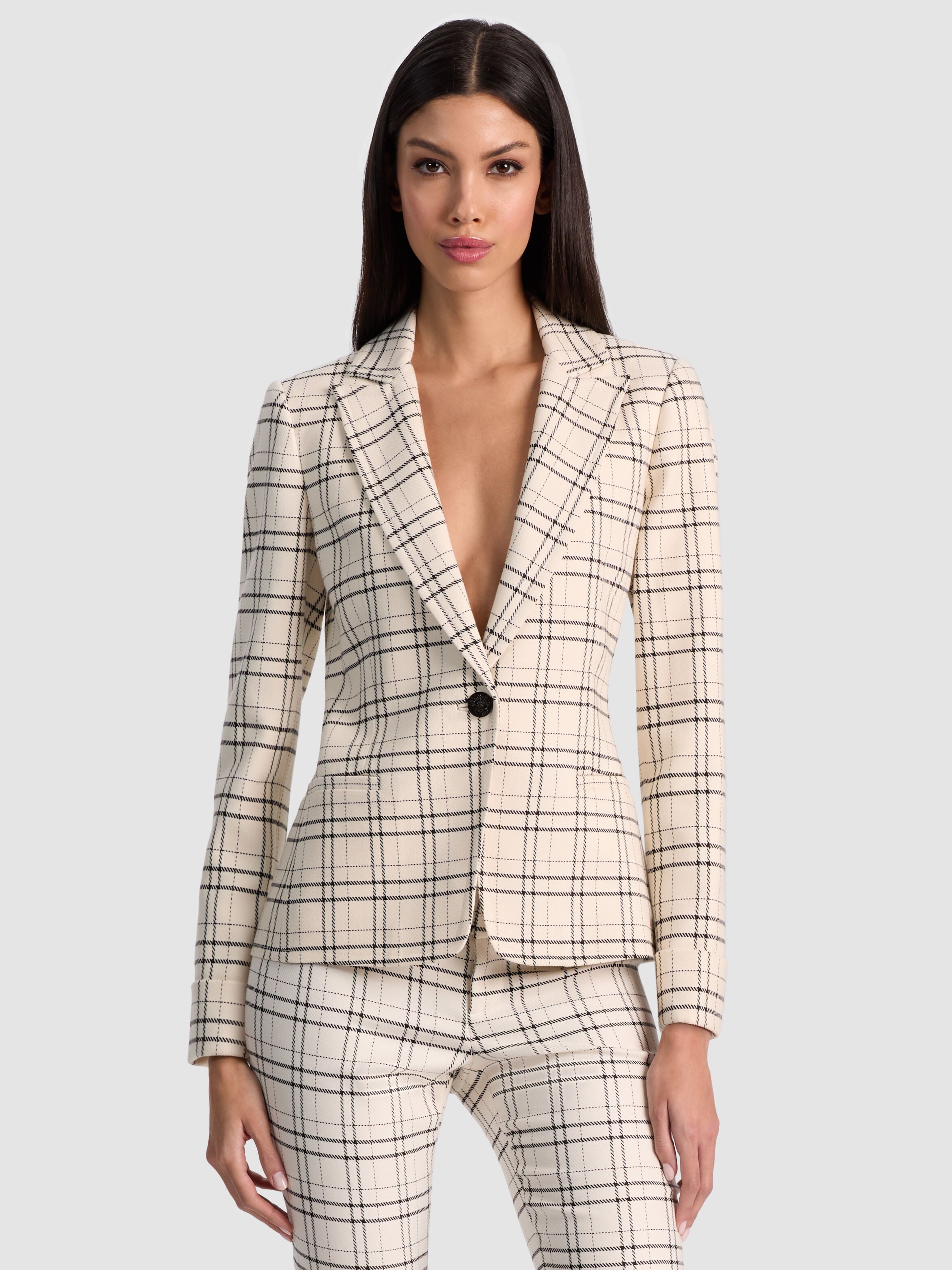 RYDER SLIM BLAZER-COOL GIRL PLAID-ALICE + OLIVIA