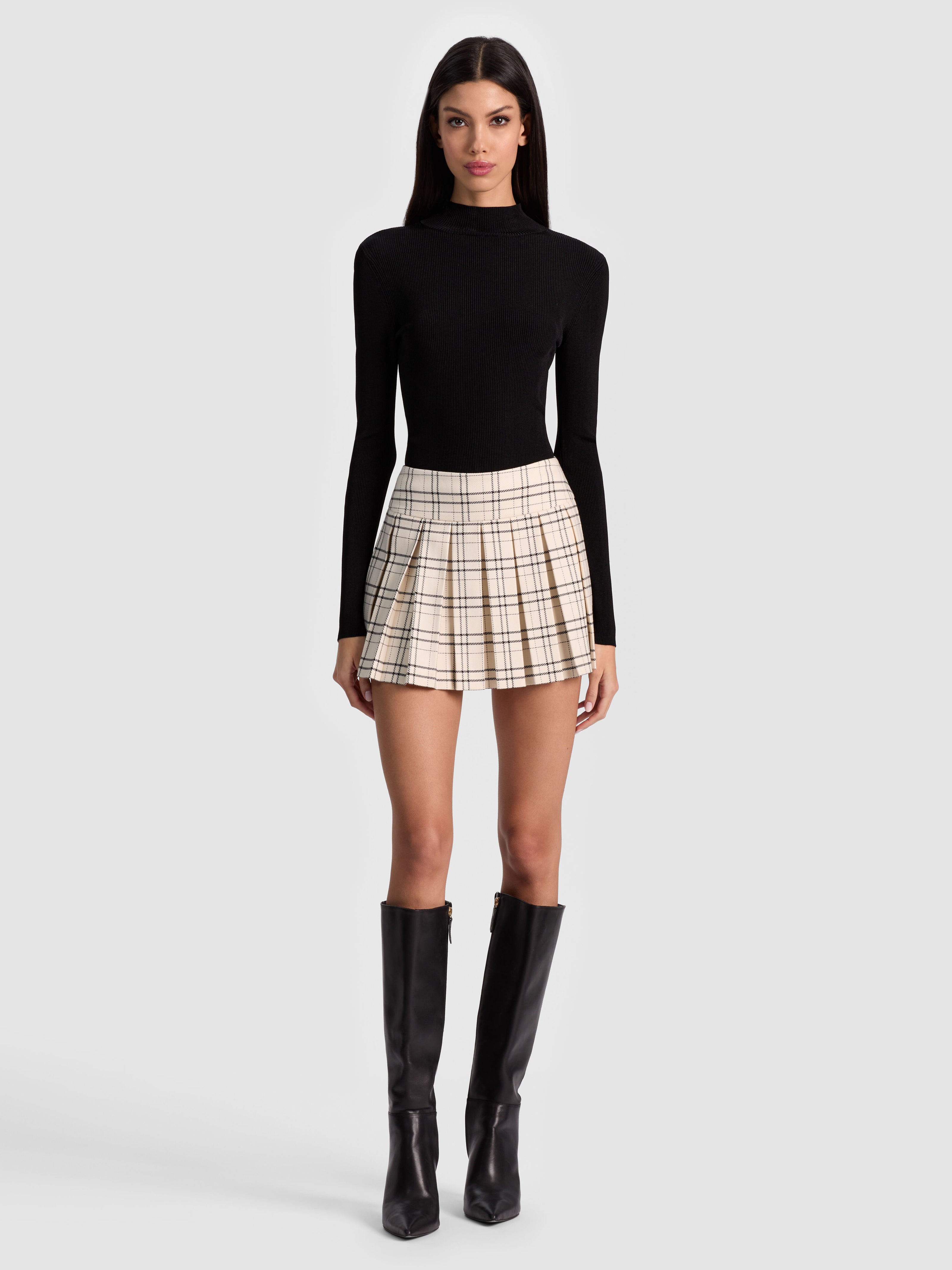 EMILIE TWEED MINI SKORT-COOL GIRL PLAID-ALICE + OLIVIA
