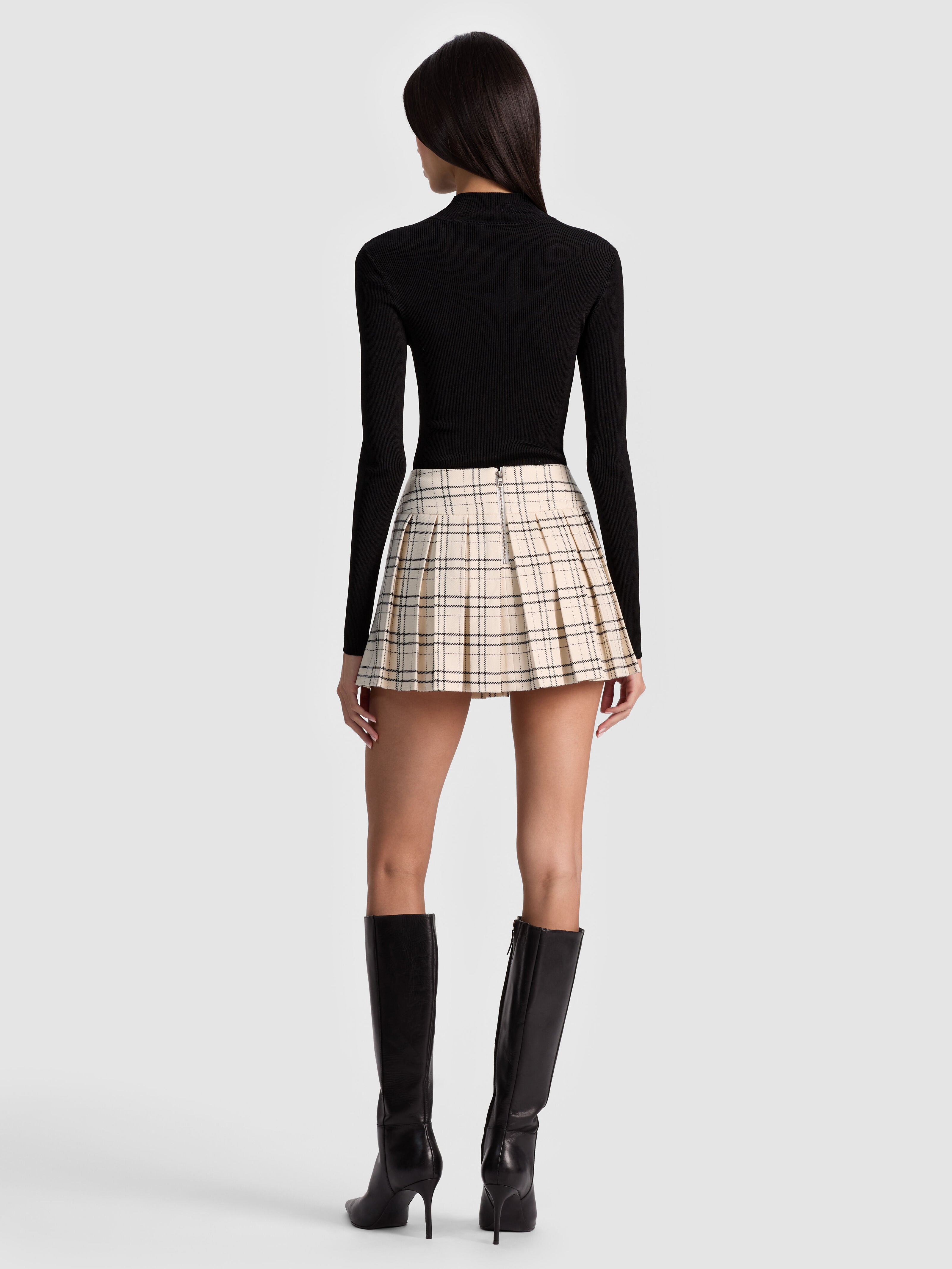 EMILIE TWEED MINI SKORT-COOL GIRL PLAID-ALICE + OLIVIA