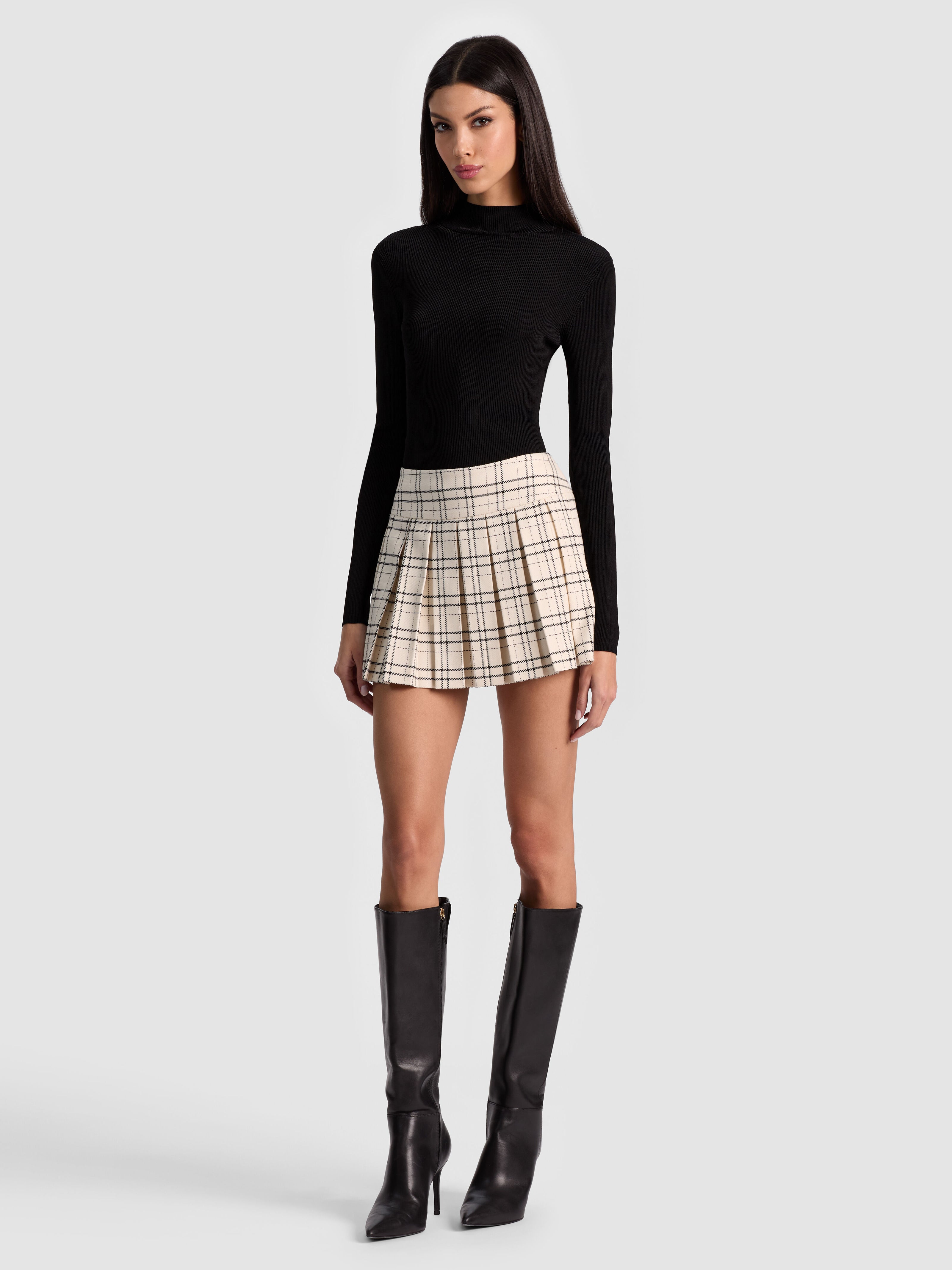 EMILIE TWEED MINI SKORT-COOL GIRL PLAID-ALICE + OLIVIA
