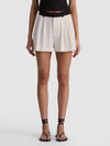 CONRY PLEATED COMBO SHORT-OFF WHITE/BLACK PINSTRIPE-ALICE + OLIVIA
